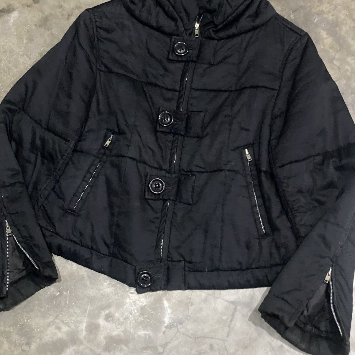 Japanese Brand Pour Deux Japanese Double Zip Bikers Puffer Jacket Size US M / EU 48-50 / 2 - 4 Thumbnail