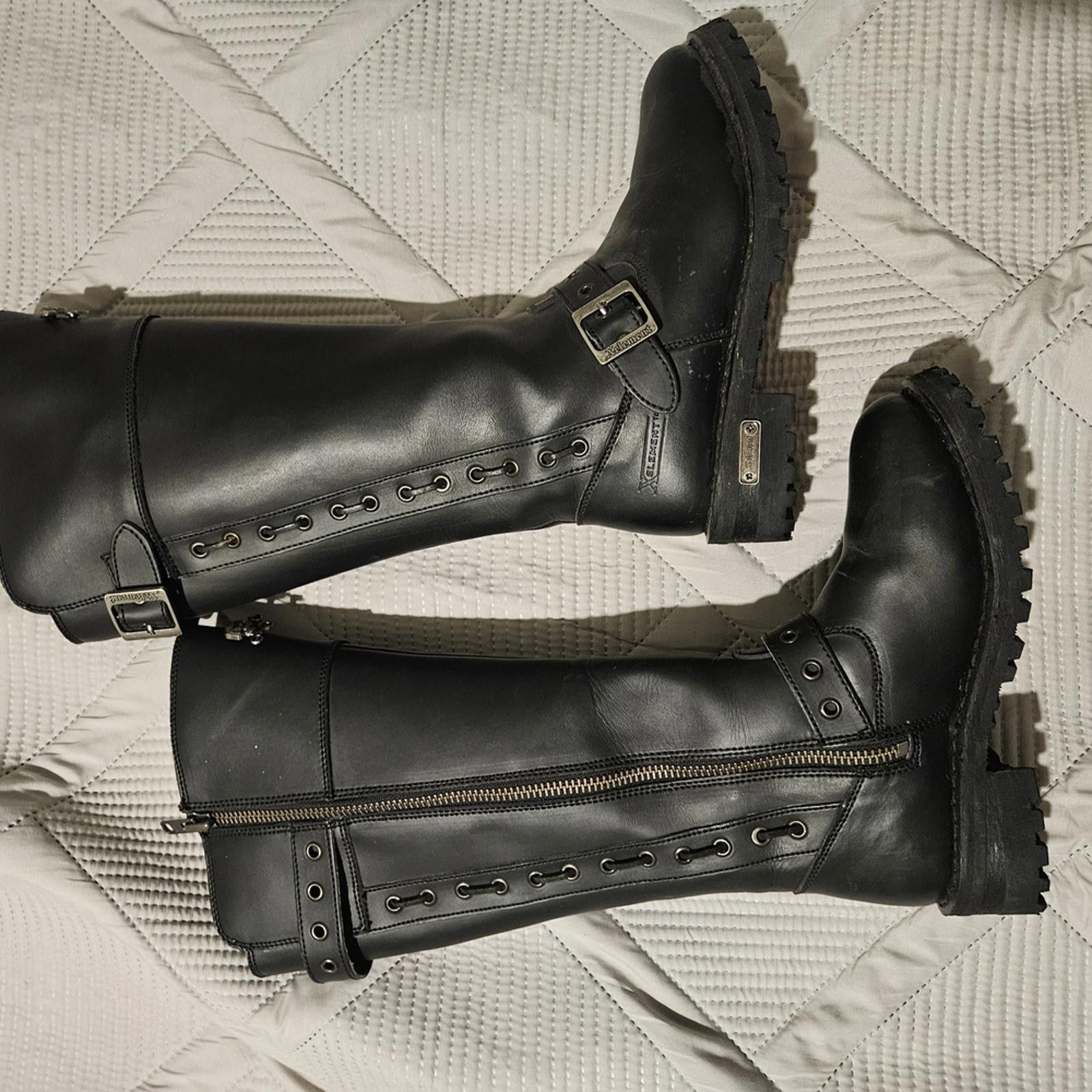 Xelement Xelement Sleek Black Leather Motorcycle Combat Boots Size US 8 / IT 38 - 3 Thumbnail