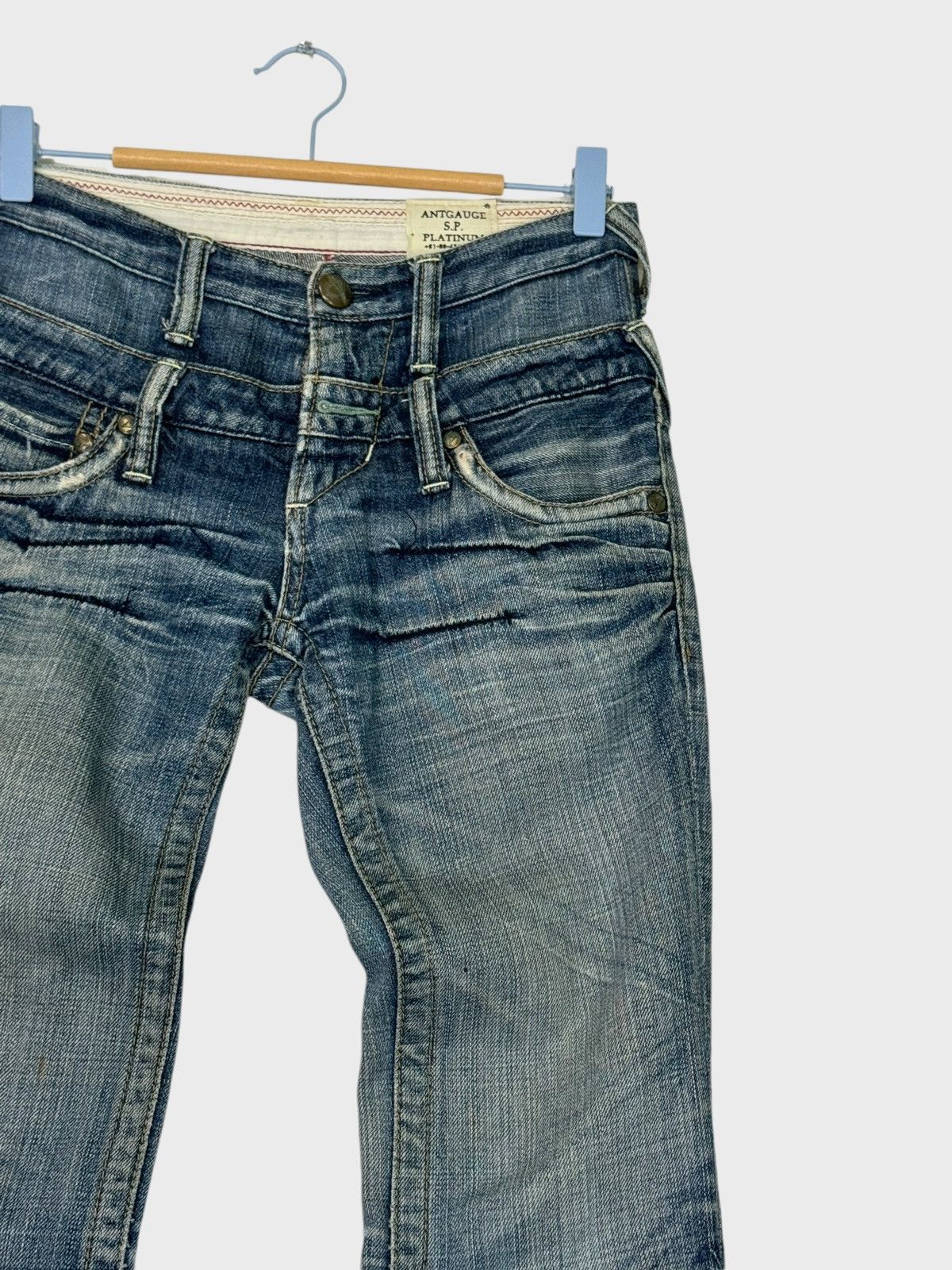 Japanese Brand FLARE ANTGAUGE DOUBLE WAIST DISTRESSED DENIM Size US 28 / EU 44 - 5 Thumbnail