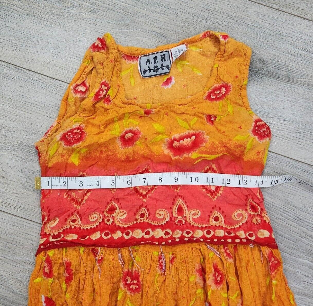 Designer M.P.H Dress Small Vintage Orange Red Beaded Long Hippie Boho Size S / US 4 / IT 40 - 5 Thumbnail