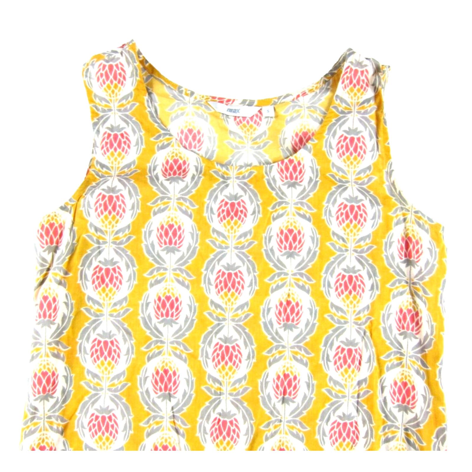 Vintage 100% Cotton Orange Yellow Pink Pineapple Floral Long Maxi Tank Sun Dress S Size S / US 4 / IT 40 - 3 Thumbnail