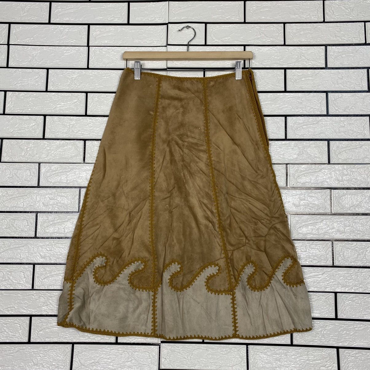 Japanese Brand 📌Vintage Unbranded Genuine Leather Long Skirt Issey Miyake Size 28" / US 6 / IT 42 - 2 Thumbnail