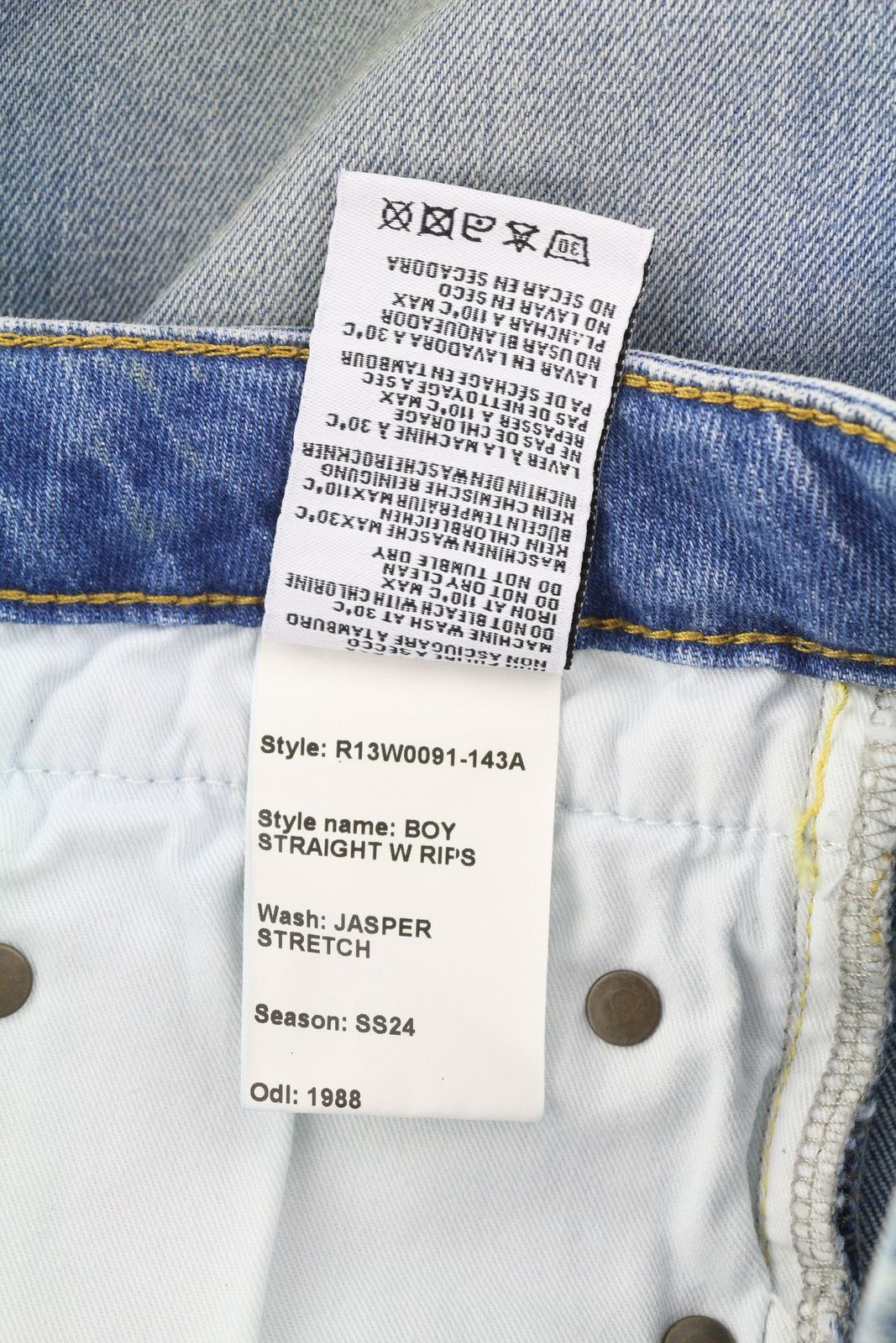 R13 BOY STRAIGHT RIPS 29 Jasper Stretch Ankle Washed 85440 Size 29" - 10 Thumbnail