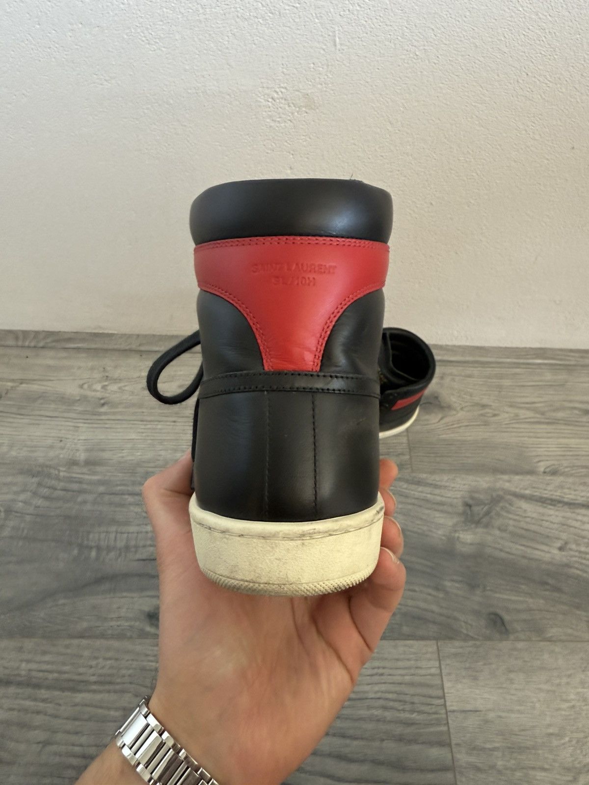 Saint Laurent Paris Saint Laurent Court Classic SL/10H Red & Black High-Tops Size US 6 / EU 39 - 5 Thumbnail