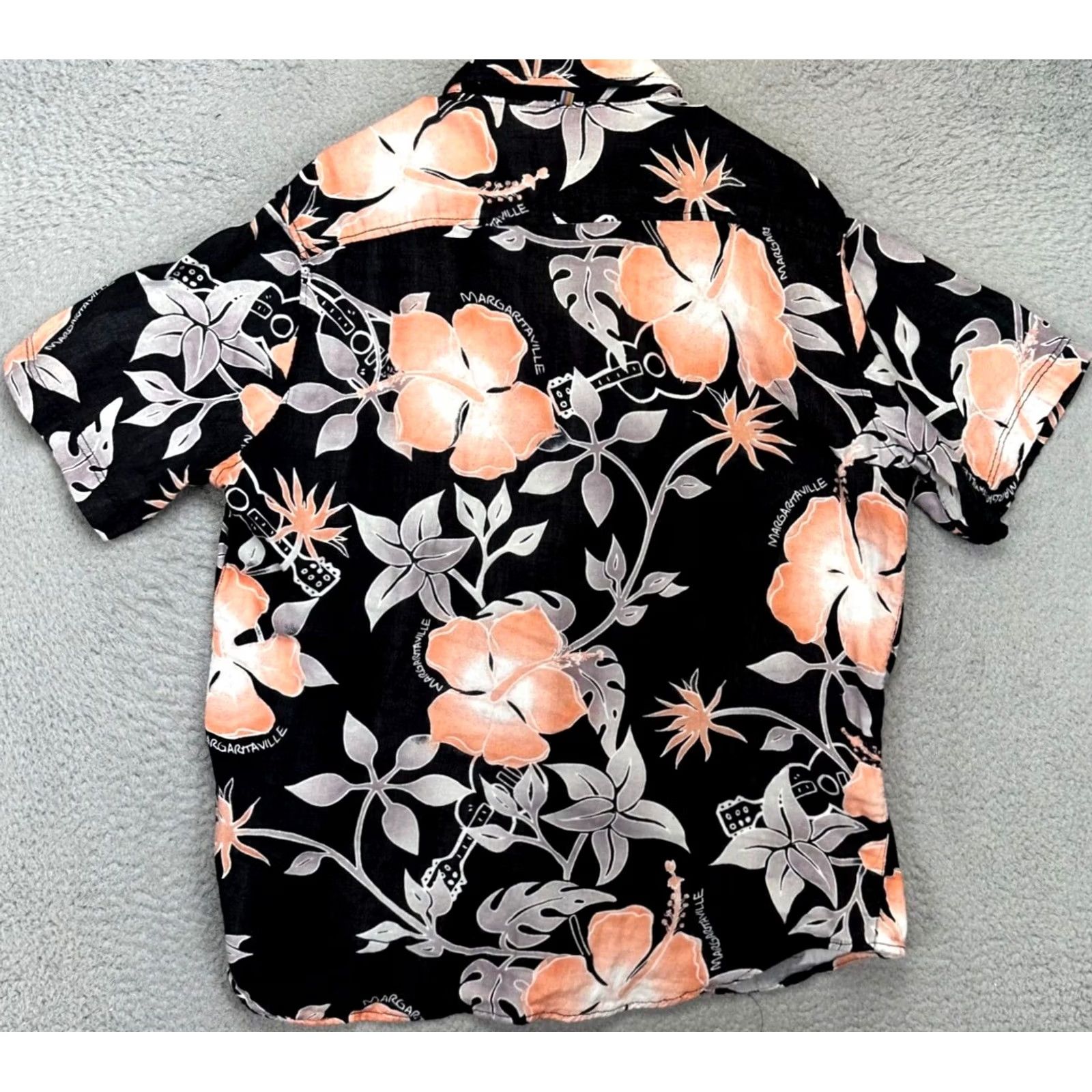 Vintage Margaritaville Button Up Shirt Mens Large Black Hawaiian Cotton Short Sleeve Floral 48 Chest Size US L / EU 52-54 / 3 - 3 Thumbnail