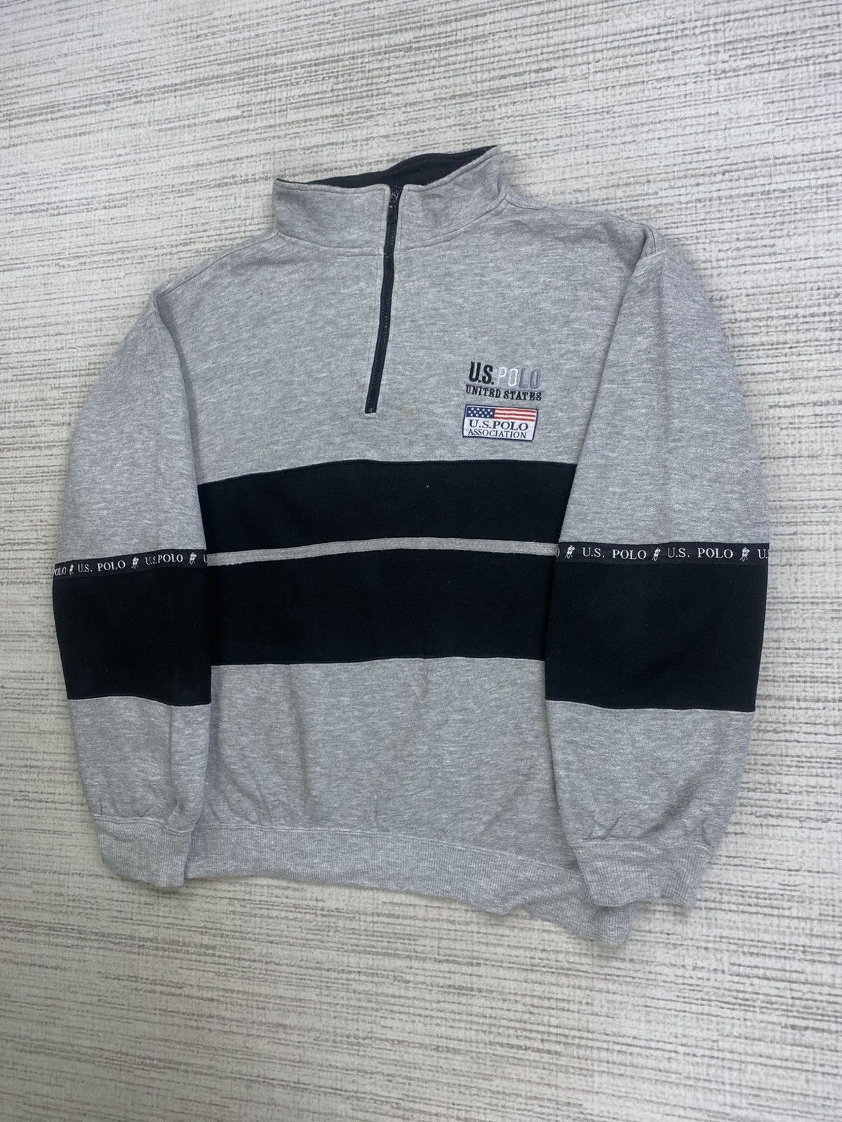 U.S. Polo Assn. × Vintage Vtg 90s U.S Polo Assn Embroidery Logo Half Zipper Sweatshirt Size US XL / EU 56 / 4 - 4 Thumbnail
