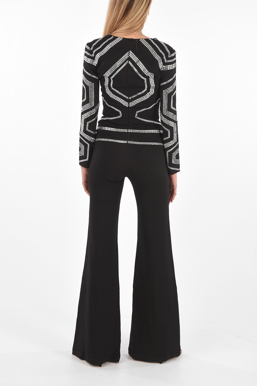 Philipp Plein og1mm0824 Rhinestoned Geometric Jumpsuit in Black Size 28" / US 6 / IT 42 - 2 Thumbnail