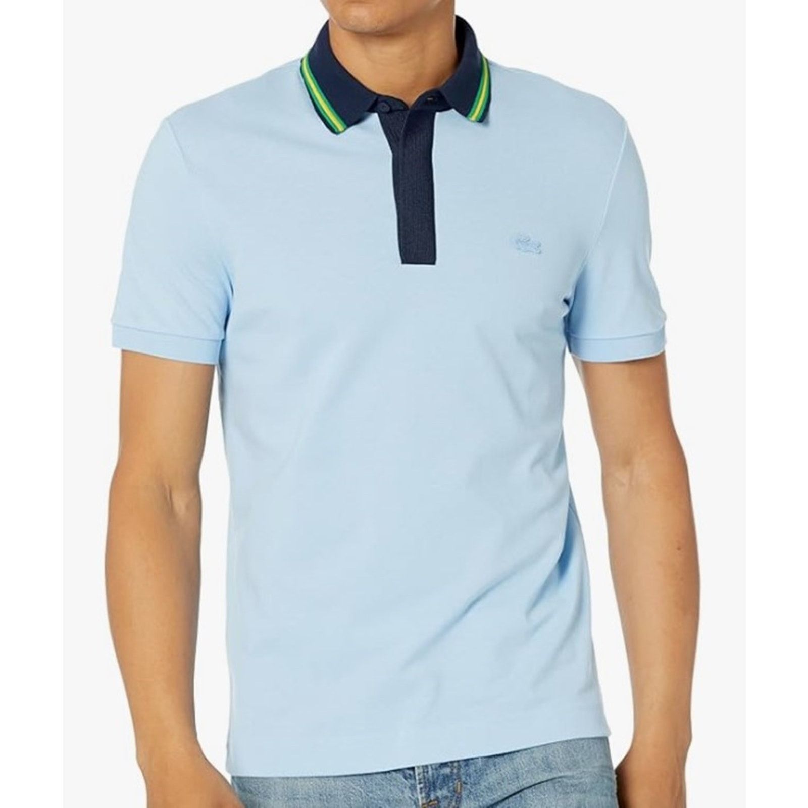 Lacoste Lacoste Men's Short Sleeve Regular Fit Striped Neck Polo S Size US S / EU 44-46 / 1 - 1 Thumbnail