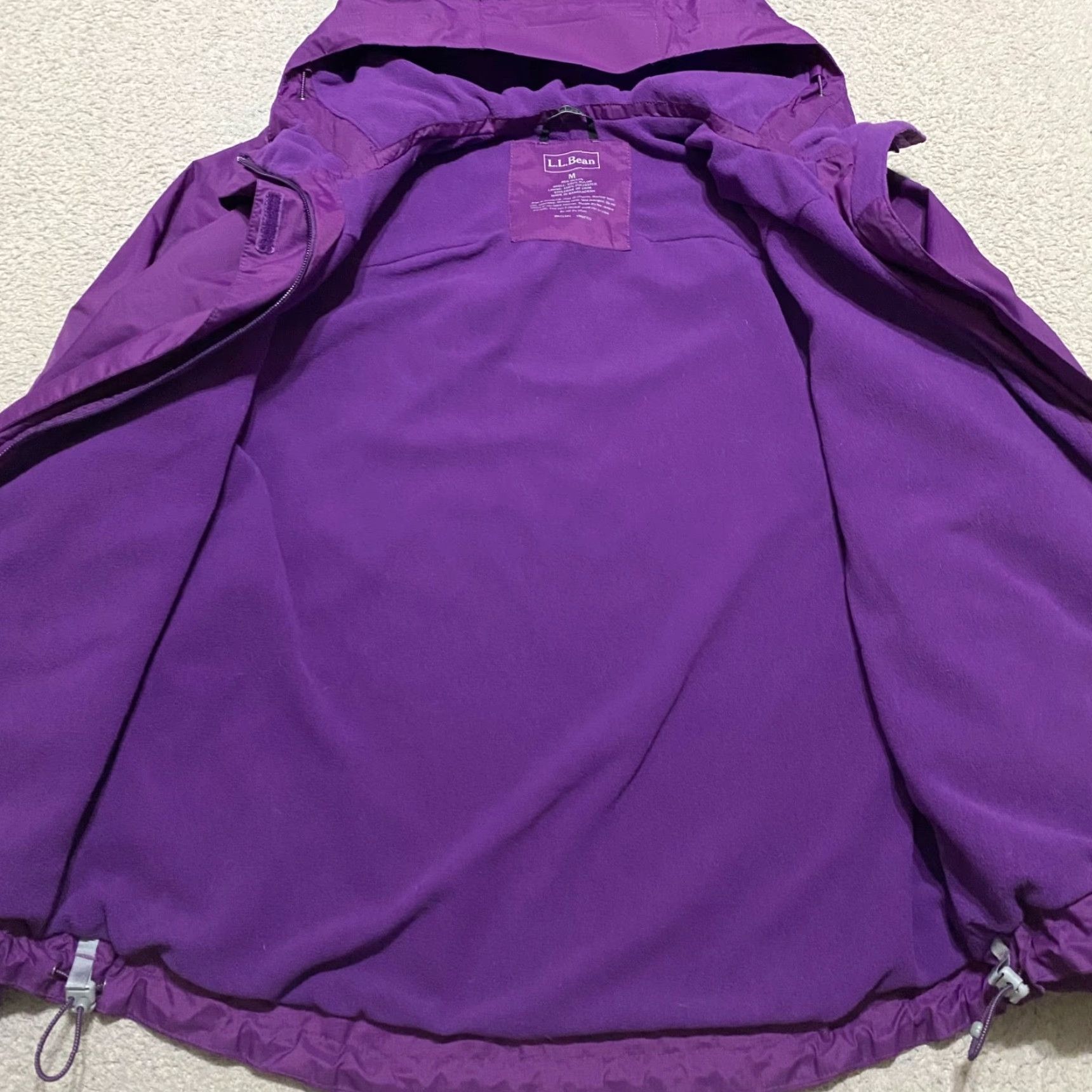 Vintage L.L. Bean Womens Jacket Medium Hooded Fleece Lined Nylon Full Zip Purple Outdoor Shirt Size M / US 6-8 / IT 42-44 - 7 Thumbnail