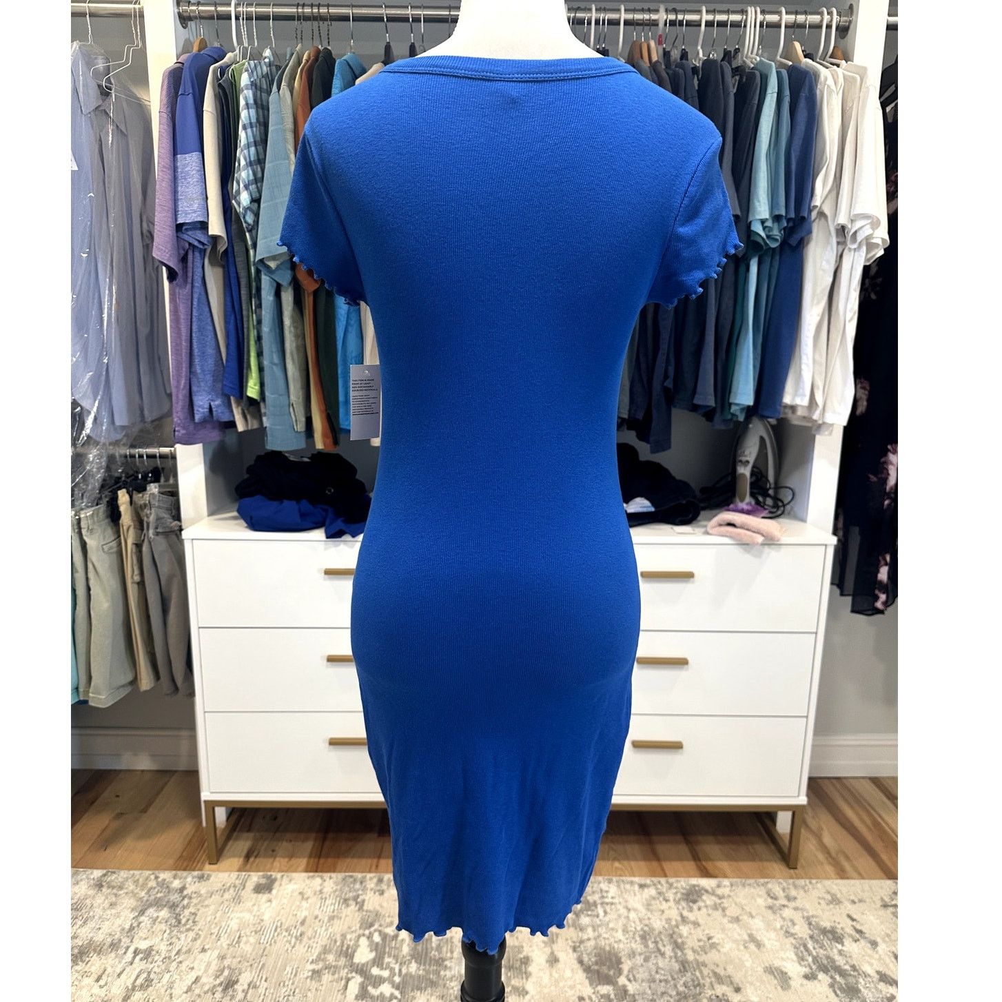 BP. BP Women's Blue Ribbed Bodycon Lettuce Edge Mini Dress NWT M Size M / US 6-8 / IT 42-44 - 6 Thumbnail