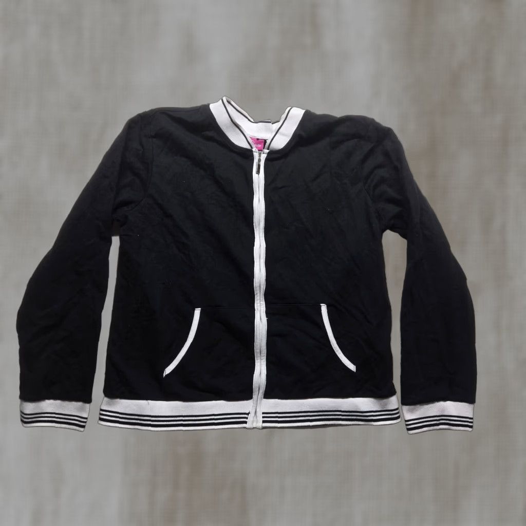 Vintage Cappagallo Black Velour Full Zip Jacket Sweater Women's Large Long Sleeve Size L / US 10 / IT 46 - 1 Thumbnail