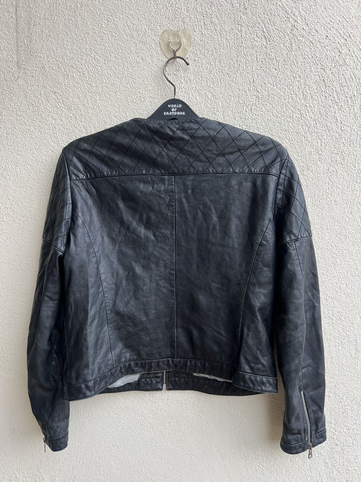 Massimo Dutti Vintage Massimo Dutti Distress Fade Leather Biker Jacket Size XL / US 12-14 / IT 48-50 - 24 Thumbnail