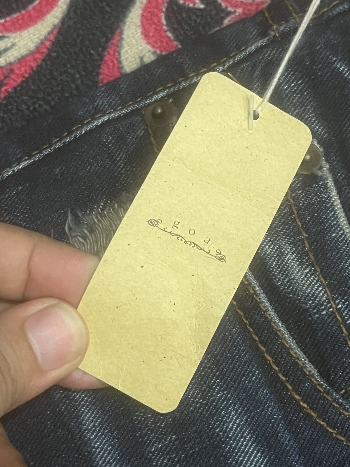 If Six Was Nine (BNWT) Japan Goa Dark Washed Cracked Distressed Flare Jeans Size US 30 / EU 46 - 10 Thumbnail