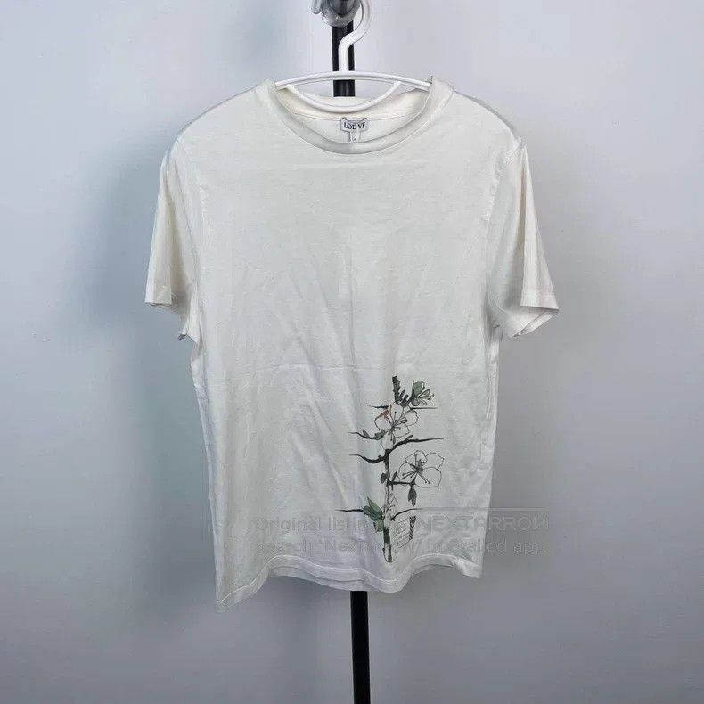 Loewe White pure cotton floral print short-sleeve