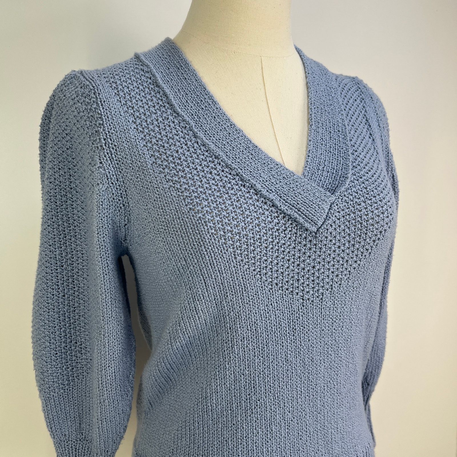 Brochu Walker Brochu Walker Saskia Vee Cotton Knit Pullover Sweater Blue Size S / US 4 / IT 40 - 2 Thumbnail