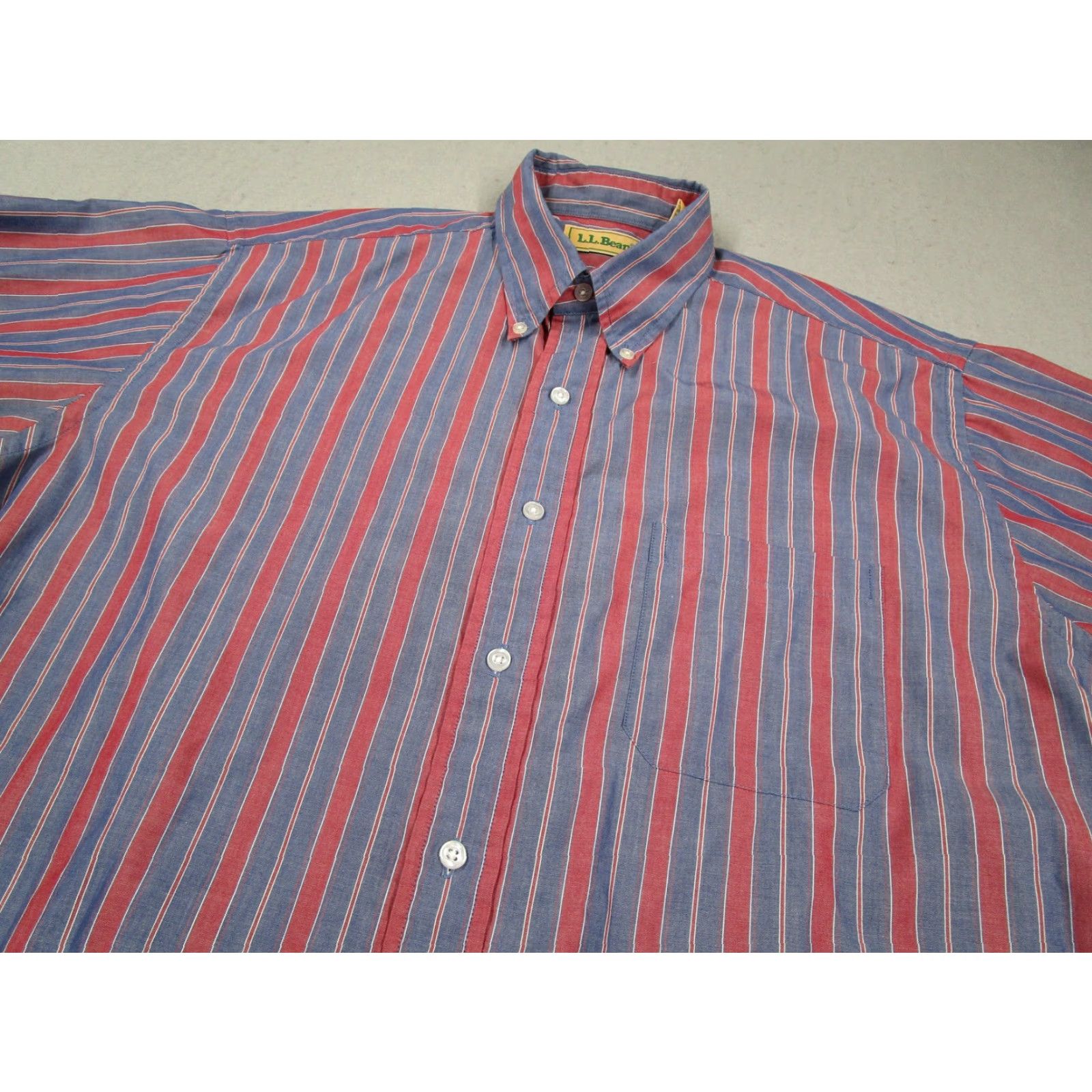 Vintage VINTAGE LL Bean Shirt Mens Tall Large Blue Red Stripe Button Down Hong Kong 80s Size US L / EU 52-54 / 3 - 2 Thumbnail
