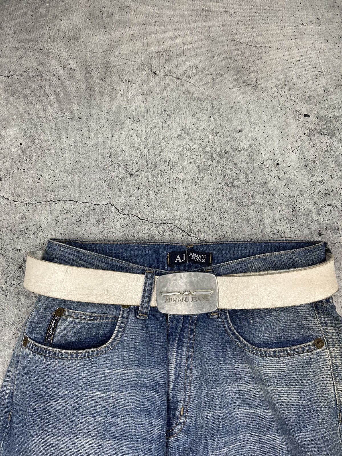 Armani Vintage Armani Trashed Leather Metal Belt Y2K style Size ONE SIZE - 2 Thumbnail