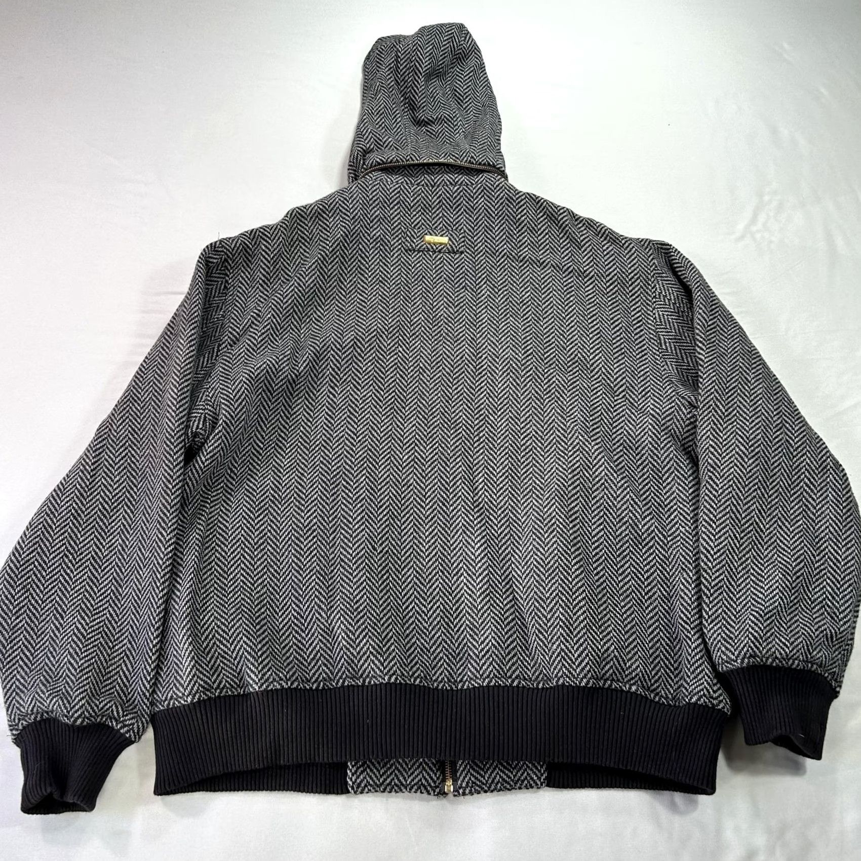 Vintage LRG Jacket Mens XL Gray Herringbone Encore Hooded Wool Blend Full Zip Streetwear Bomber Jacket Lexical Size US XL / EU 56 / 4 - 2 Thumbnail
