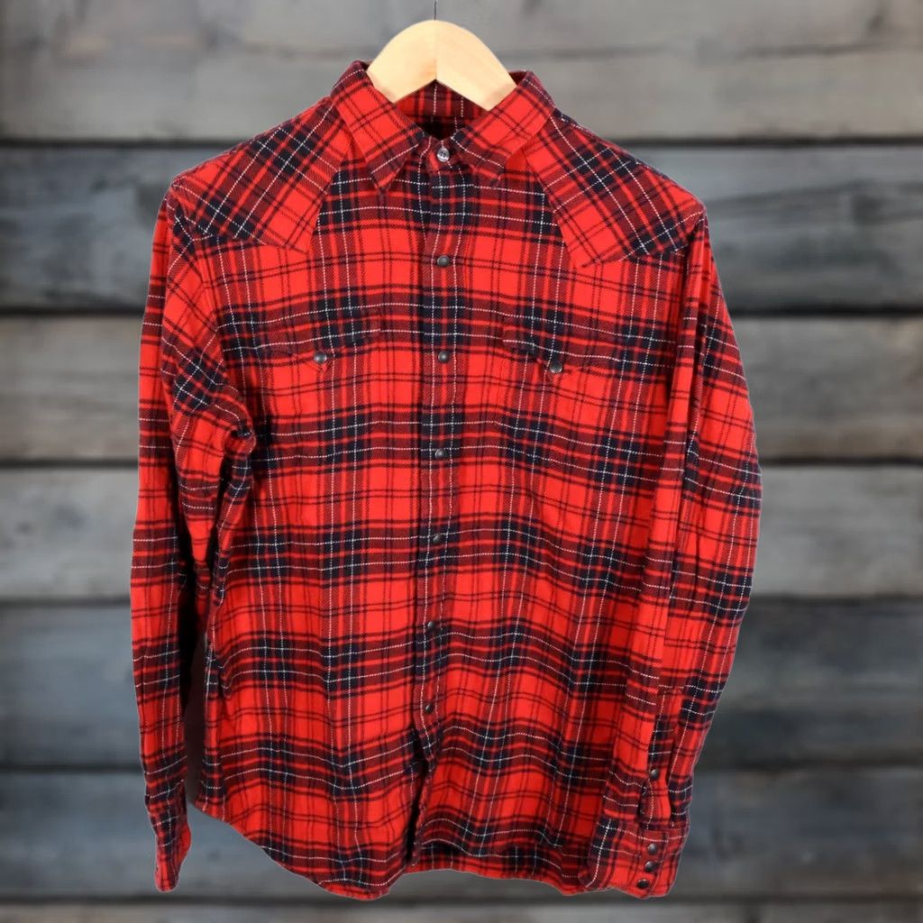 Polo Ralph Lauren Polo Ralph Lauren Shirt Mens Large Red Black Plaid Flannel Snap Western Style Slim Fit Button-Up Casual Workwear Size US L / EU 52-54 / 3 - 1 Thumbnail