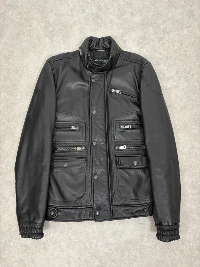 2010s Dolce & Gabbana Multi Zip Black Sheep Leather Jacket