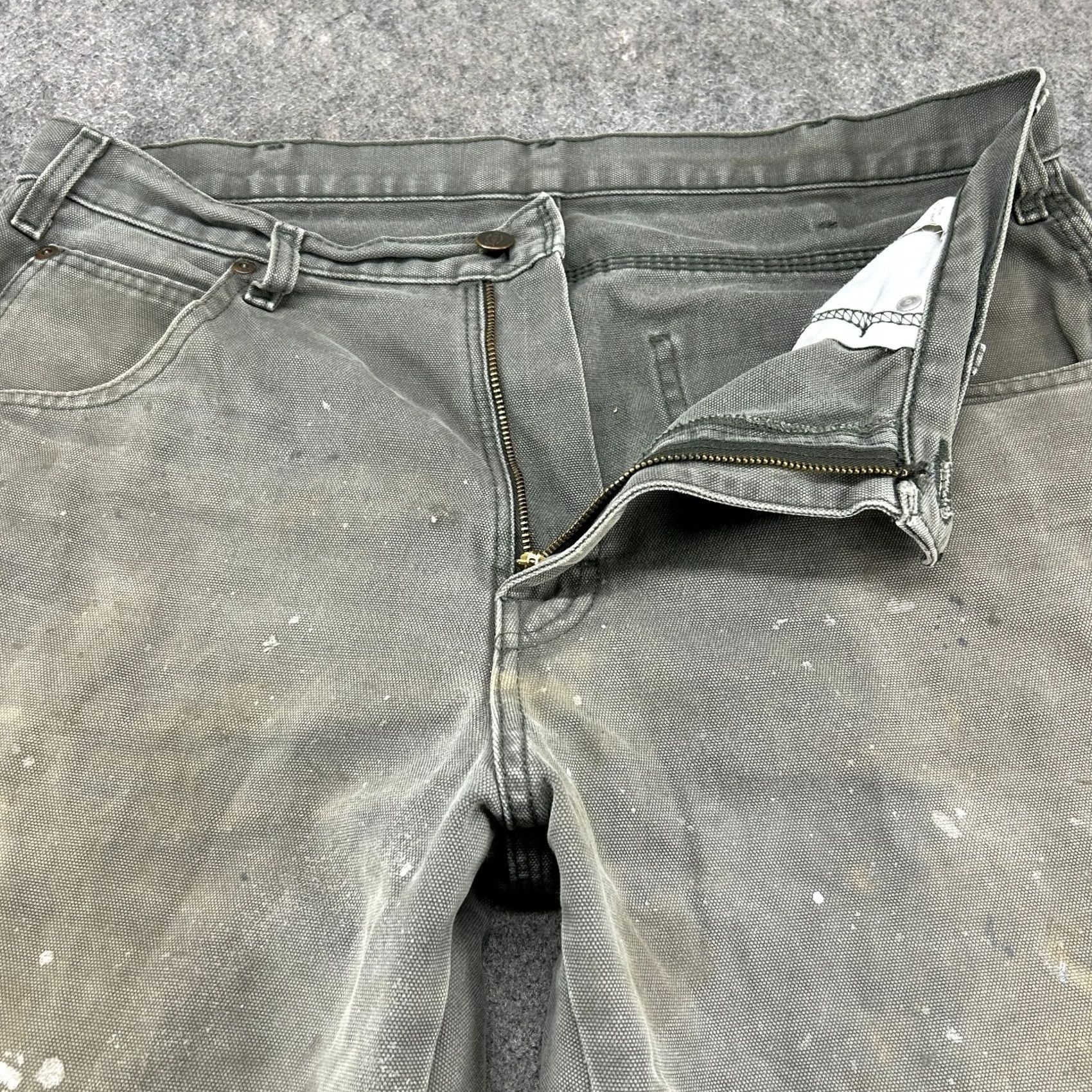Dickies VINTAGE Dickies Pants Mens 33x34 Green Carpenter Straight Relaxed Fit Workwear Thrashed Size US 33 - 2 Thumbnail