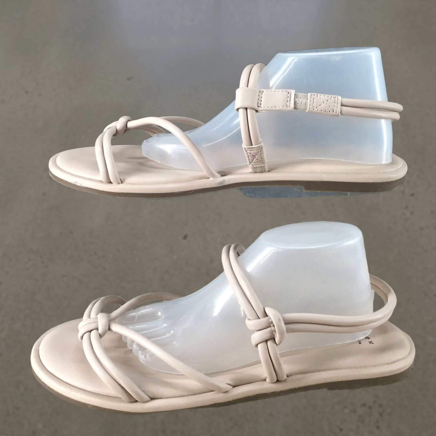 Vintage A New Day Sandals Womens 8 Slingback Beige Faux Leather Open Toe Casual Flats Size US 8 / IT 38 - 1 Thumbnail
