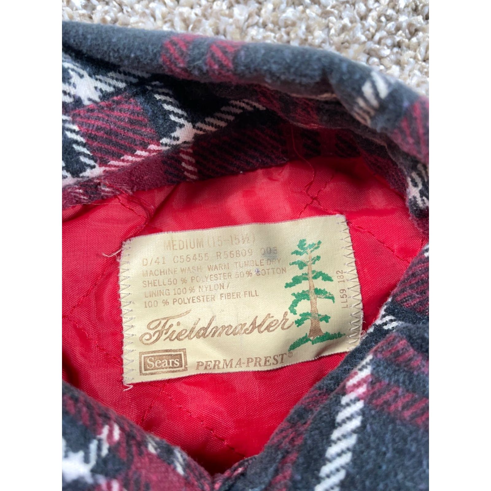 Vintage VTG Fieldmaster Quilted Lined Flannel Shirt Adult Medium Red Black Plaid 80s Size US M / EU 48-50 / 2 - 3 Thumbnail