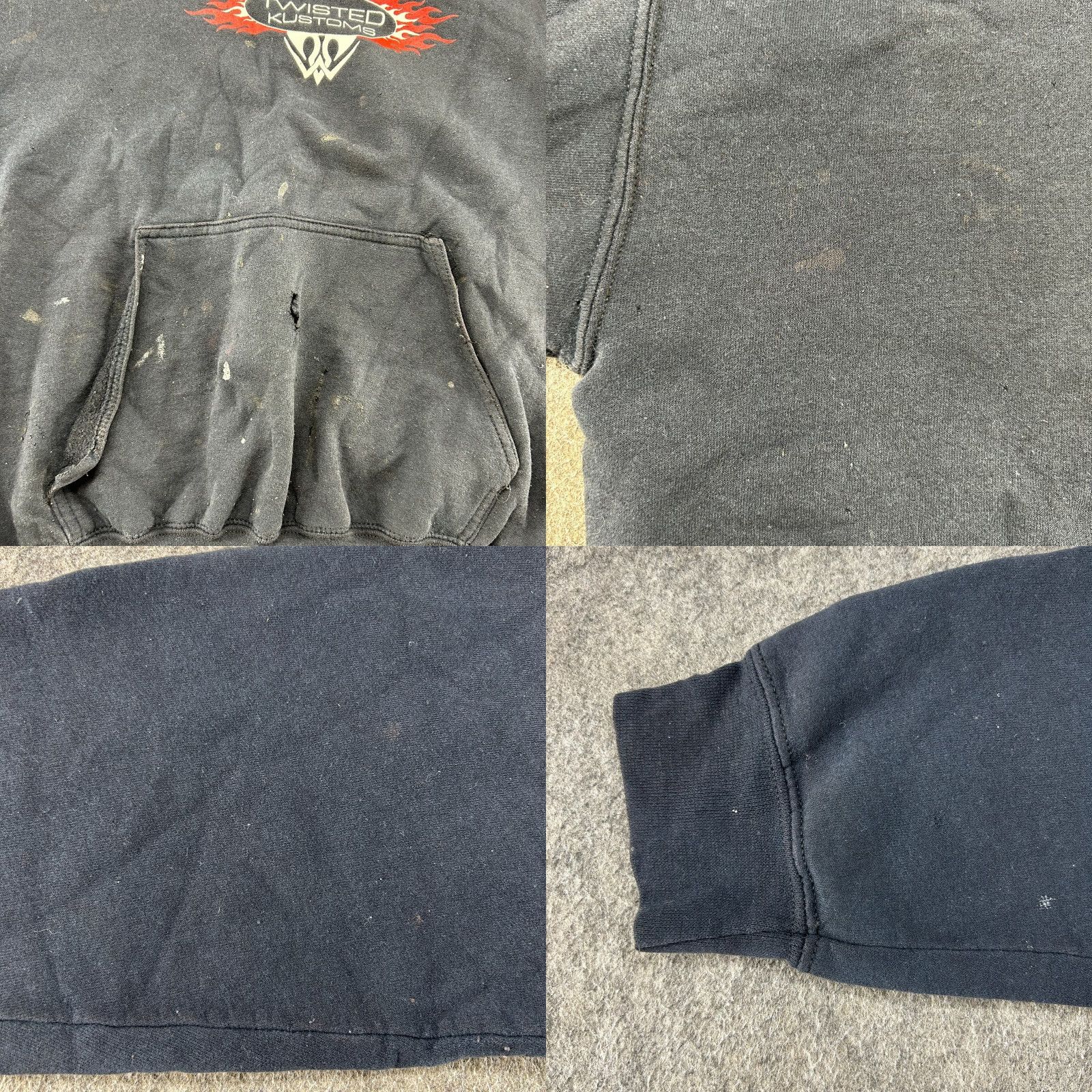 Twisted X **VINTAGE Biker Hoodie Mens L Black Distressed Y2K** User: Vintage Biker Hoodie Mens L Black Flame Twisted Kustoms Thrashed Distressed Y2K Size US L / EU 52-54 / 3 - 9 Thumbnail