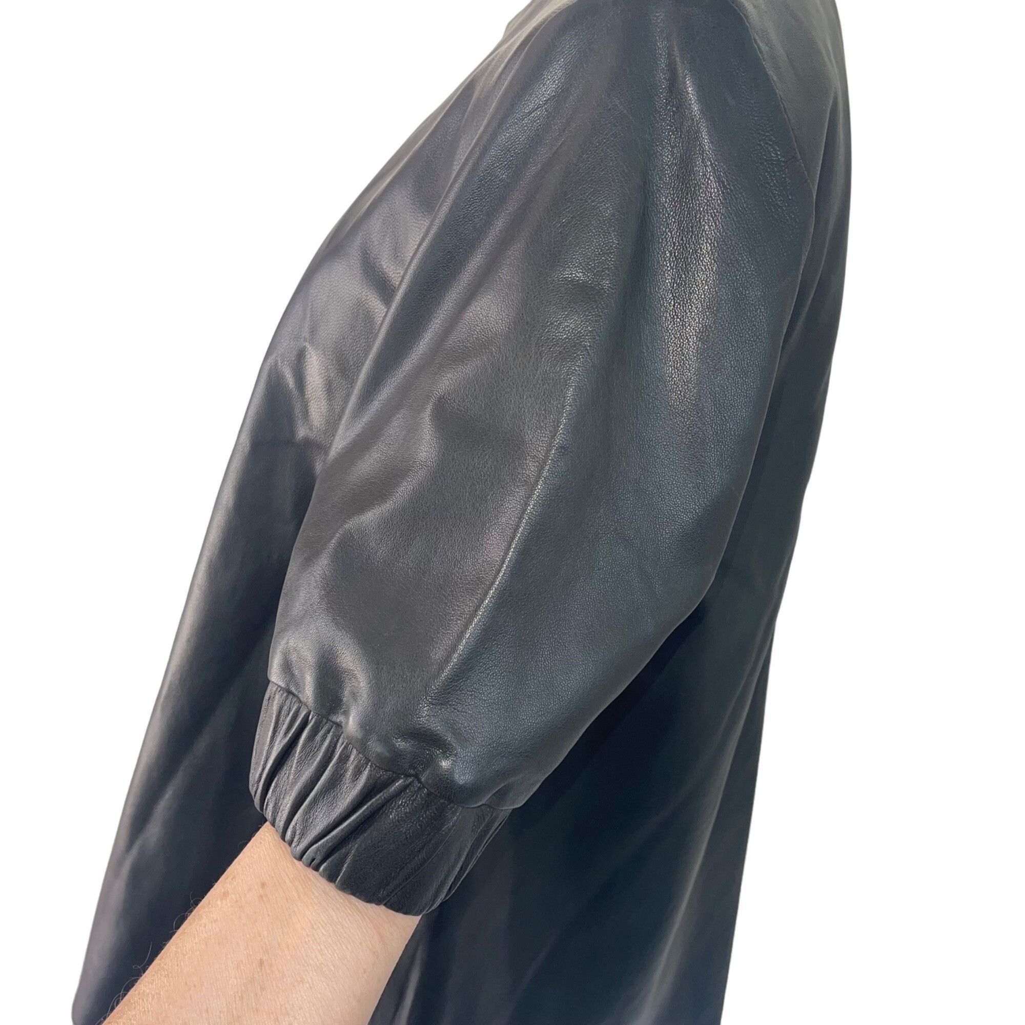 Cos Cos Womens Top Size XS Black Leather Short Sleeve Size XS / US 0-2 / IT 36-38 - 7 Thumbnail