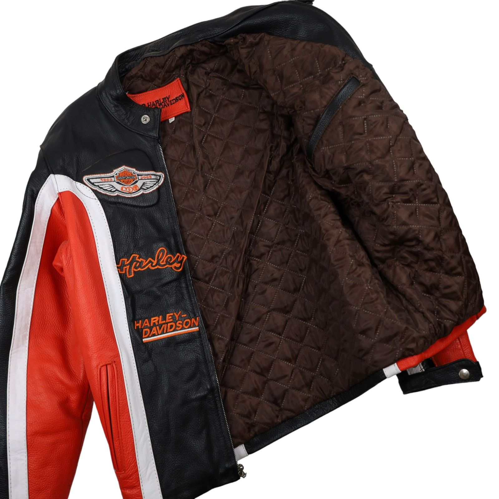 Harley Davidson × Vintage Vintage Harley Davidson Heavily Branded Leather Ridin Jacket Size L / US 10 / IT 46 - 11 Thumbnail