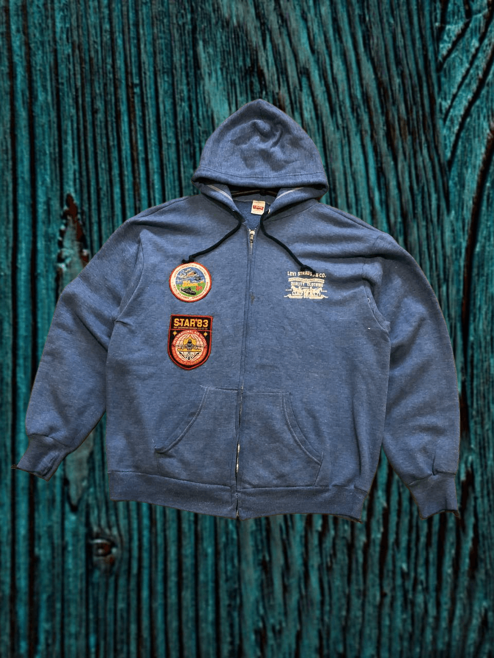 Levi's Vintage 80s Levi's Hoodie Adult Baby Blue Patched USA Team Size US L / EU 52-54 / 3 - 1 Thumbnail