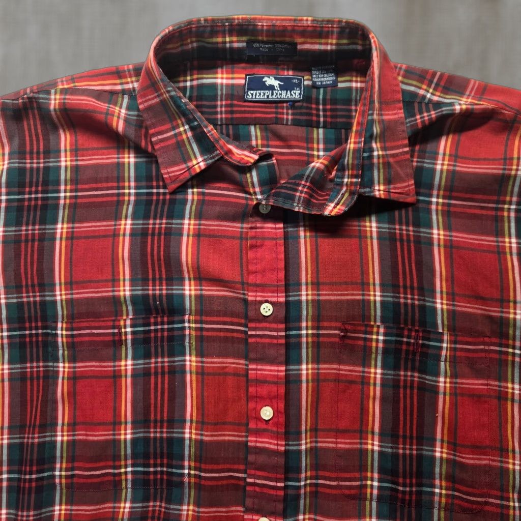 Vintage VINTAGE Steeplechase Shirt Red Plaid Button-Up Long Sleeve XL Mens Adult XL Size US XL / EU 56 / 4 - 1 Thumbnail