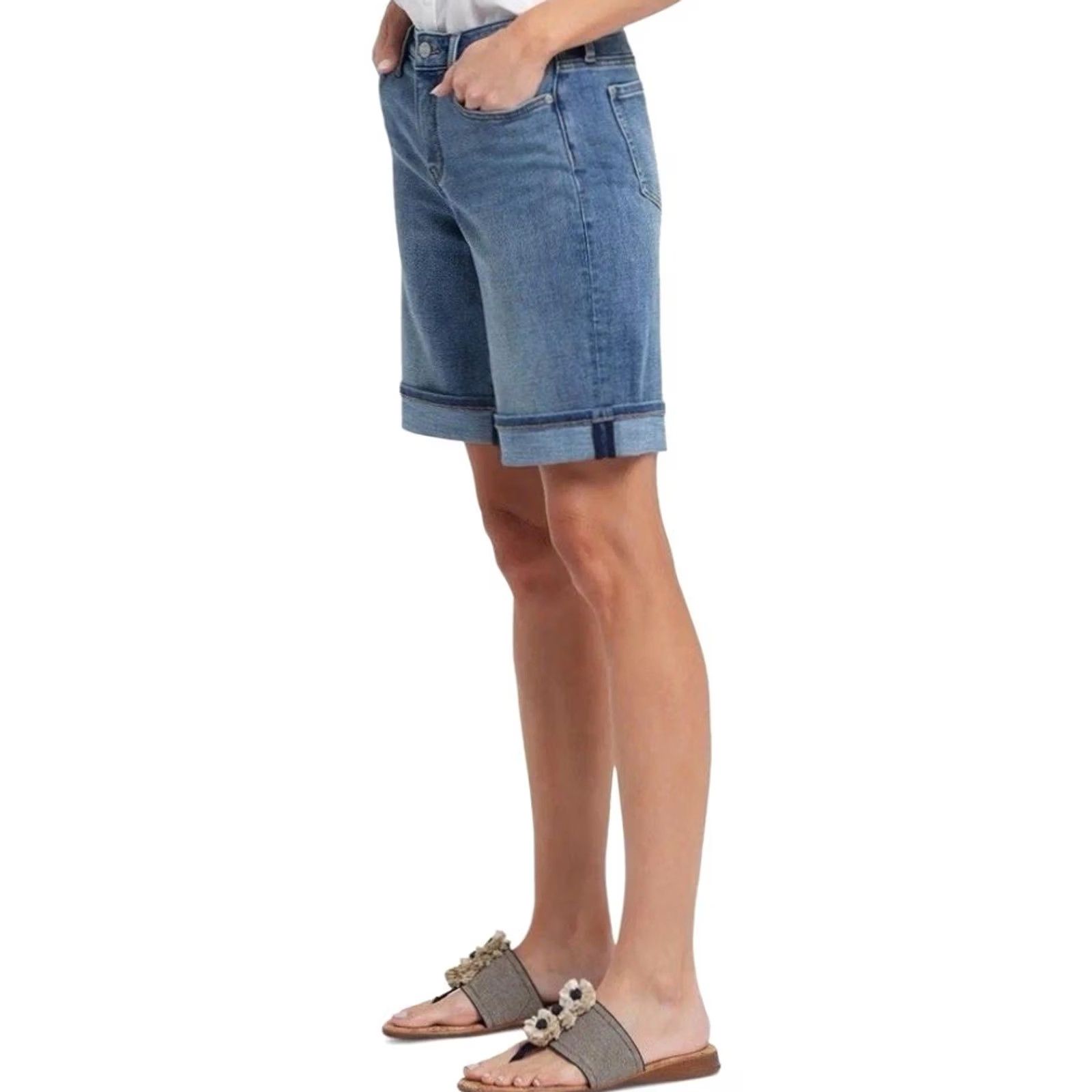 NYDJ NYDJ Boyfriend Denim Shorts With Cuffs Majorca Bay Women’s 8 Blue Eight Ladies 8 Size 30" / US 8 / IT 44 - 4 Thumbnail