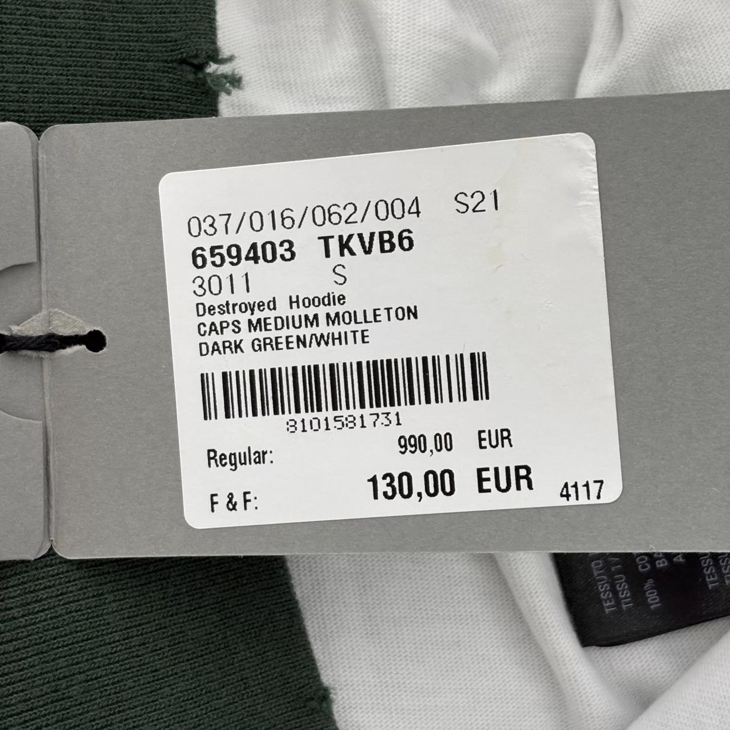 Balenciaga Balenciaga Cracked Logo Double Layer Green Hoodie S Size US S / EU 44-46 / 1 - 7 Thumbnail