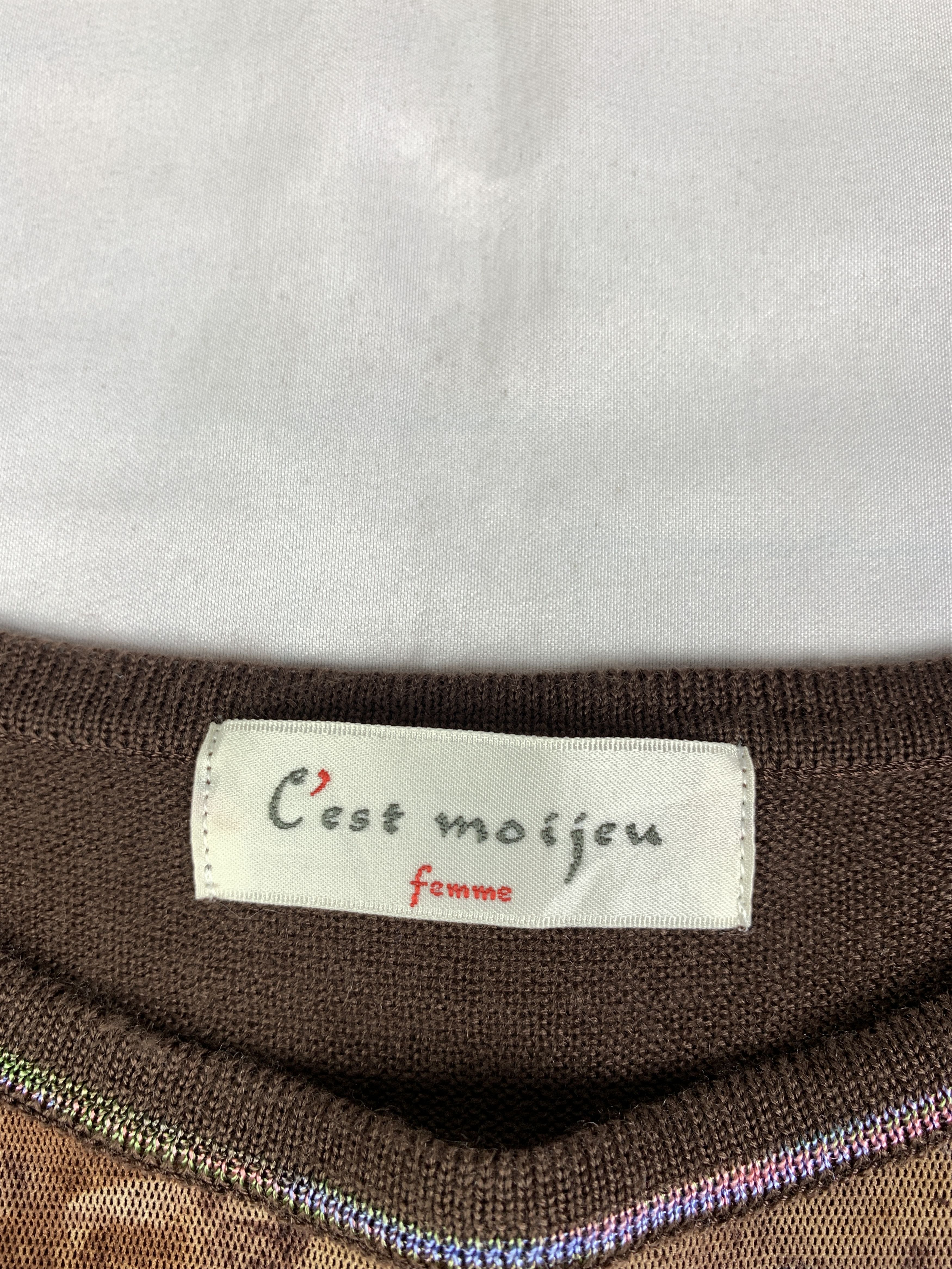 Japanese Brand C'est moijeu Brown Flare Sleeve Knitted Mesh Top (M) Size M / US 6-8 / IT 42-44 - 7 Thumbnail