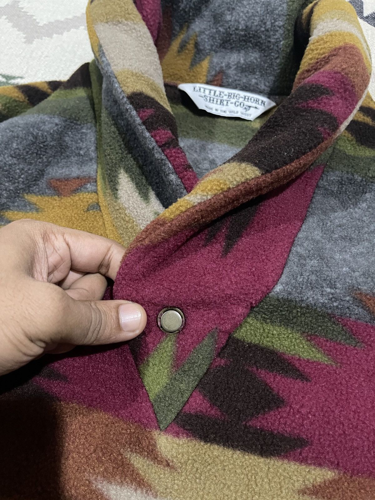 Vintage 1990s LITTLE BIG HORN SHIRT CO.SOUTHWEST PATERN SHAWL COLLAR Size US L / EU 52-54 / 3 - 7 Thumbnail