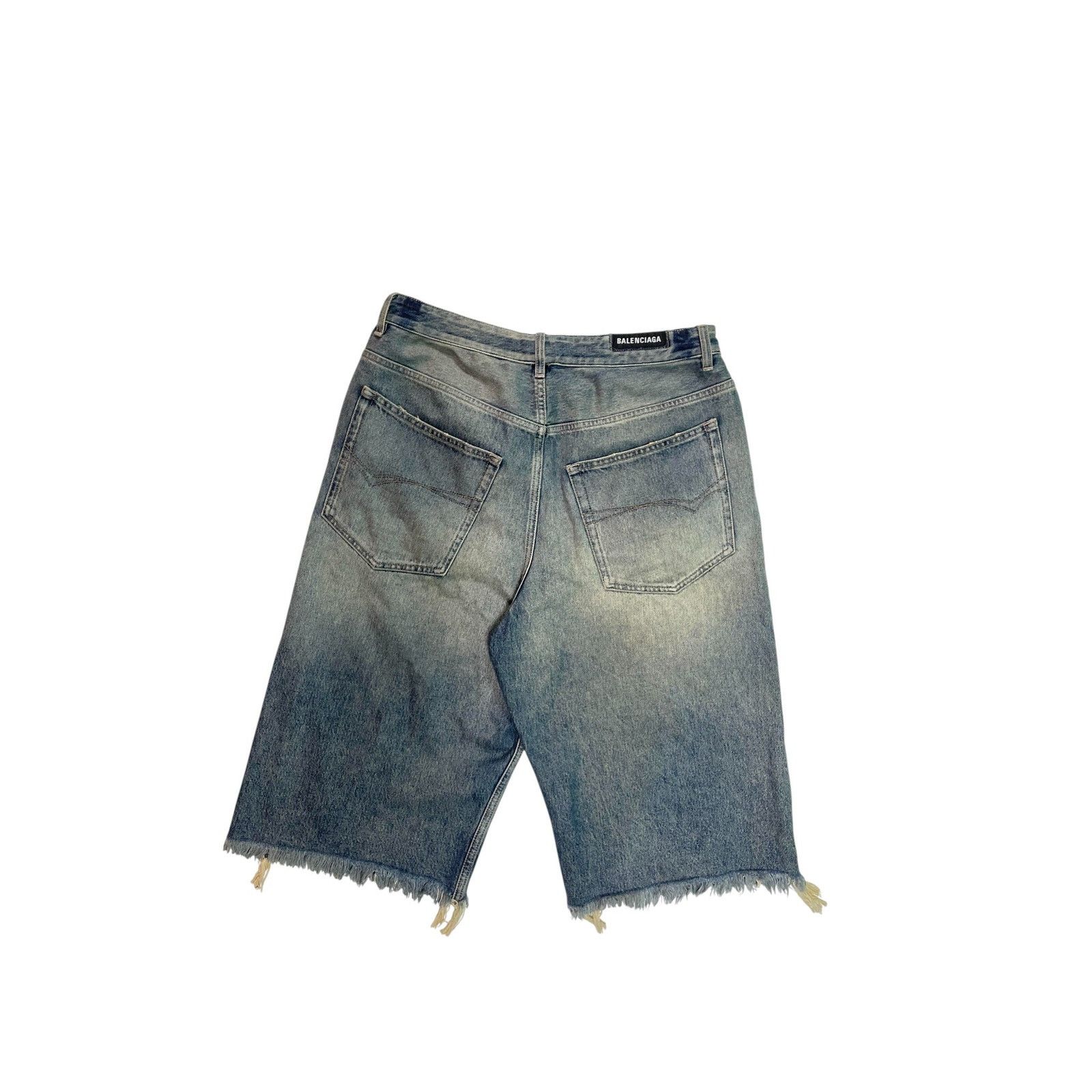 Balenciaga Balenciaga Blue Denim Knee Rip Jean Shorts Size US 32 / EU 48 - 3 Thumbnail