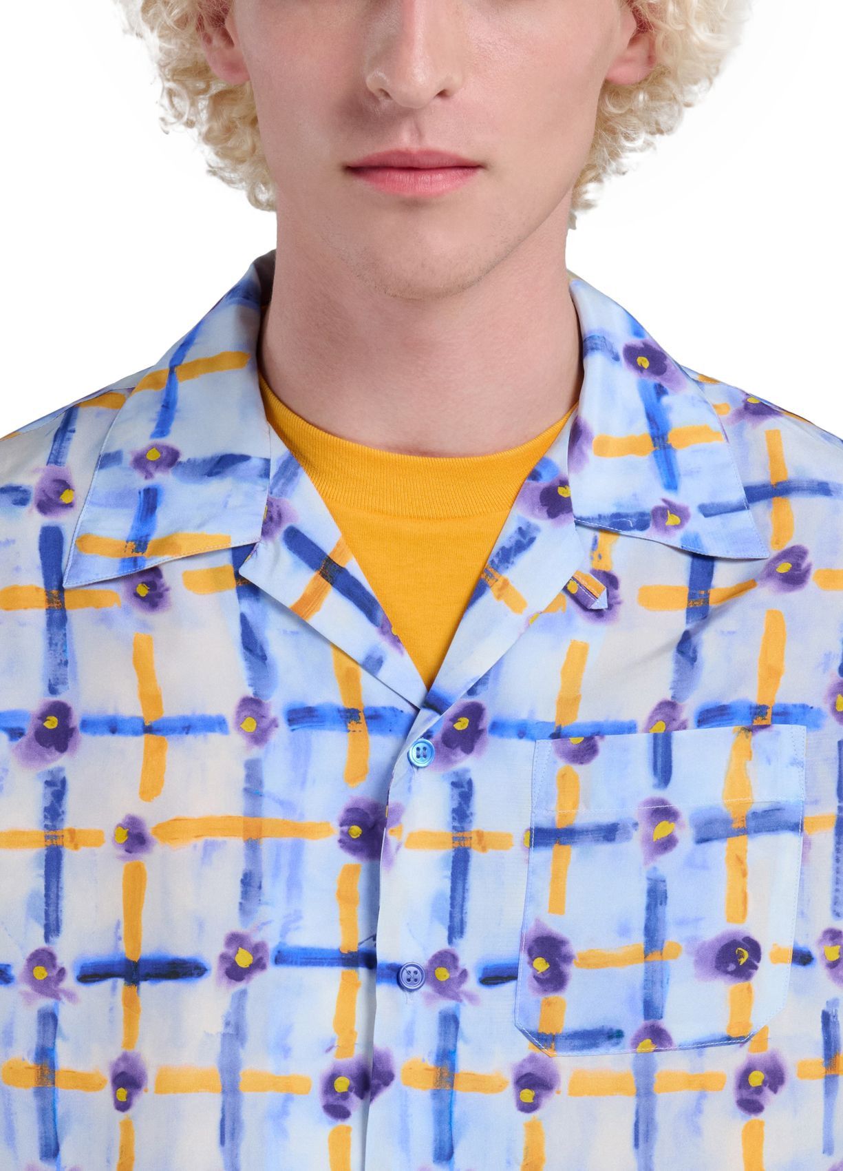 Marni o1w1db10125 Printed Habotai Silk Bowling Shirt in Multicolor Size US L / EU 52-54 / 3 - 4 Thumbnail