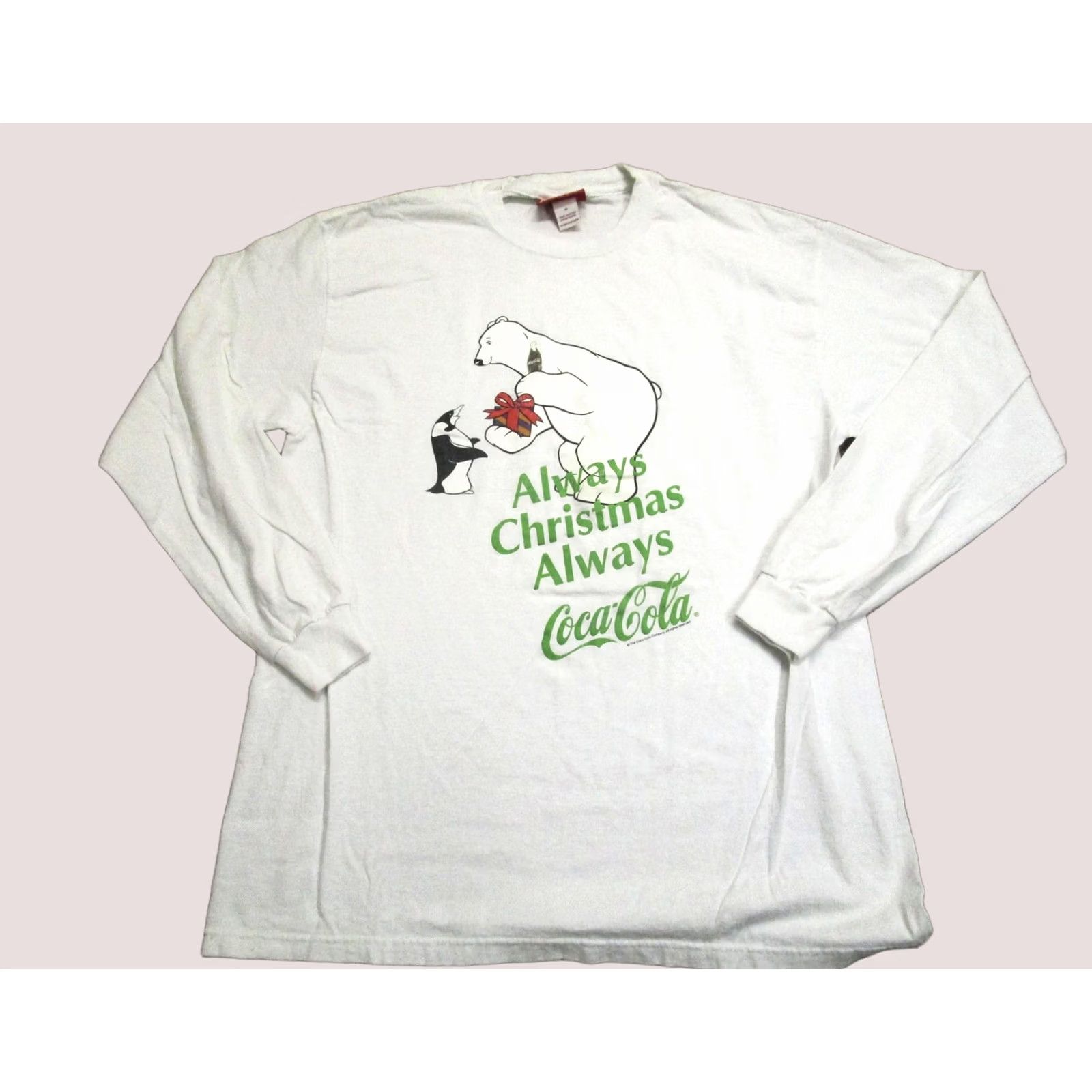 Vintage VINTAGE Coca-Cola Shirt Men Medium White Polar Bear Christmas 90s Logo Graphic Print Cotton T-Shirt Mens Size US M / EU 48-50 / 2 - 1 Thumbnail