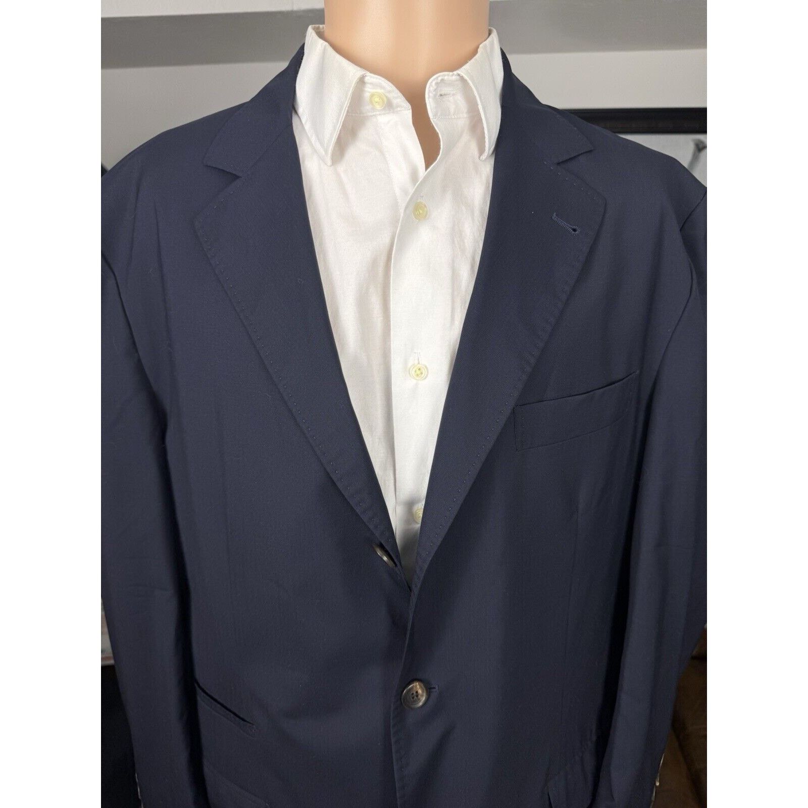 Brunello Cucinelli Brunello Cucinelli Navy Blue Wool Silk Blazer IT54/US 44 Size 44R - 3 Thumbnail