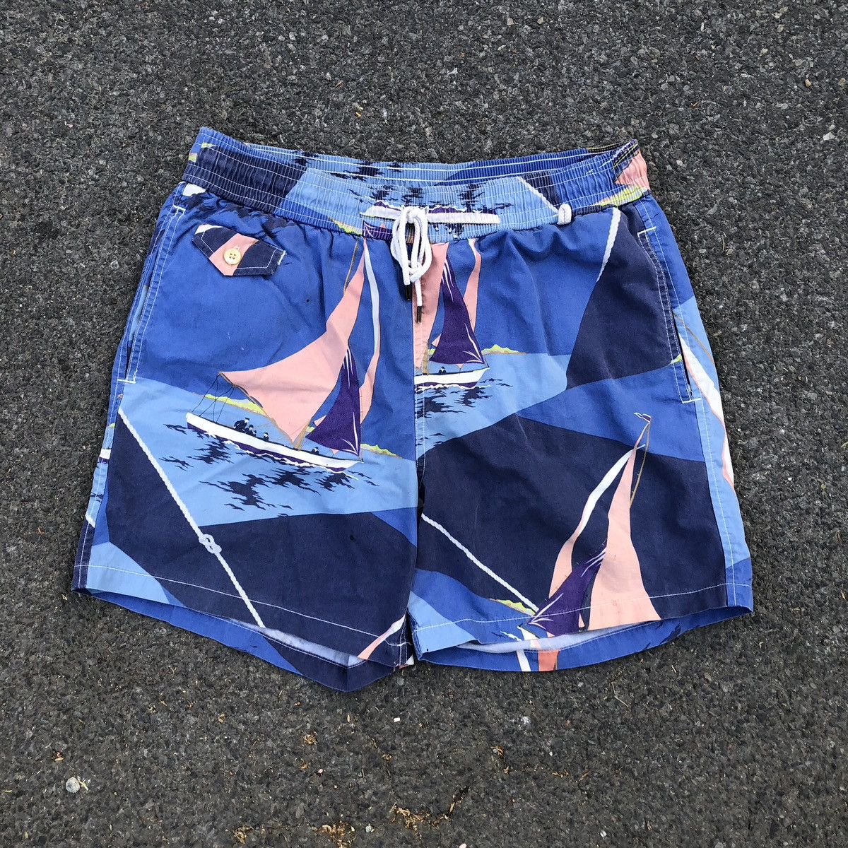 Vintage Vintage Polo Ralph Lauren Sailing All-Over Print Swim Trunks Size US 32 / EU 48 - 1 Thumbnail