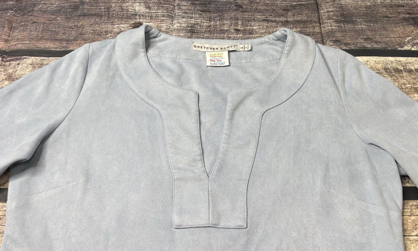 Gretchen Scott Gretchen Scott Top Women's Large Faux Suede V-Neck Split Size L / US 10 / IT 46 - 4 Thumbnail
