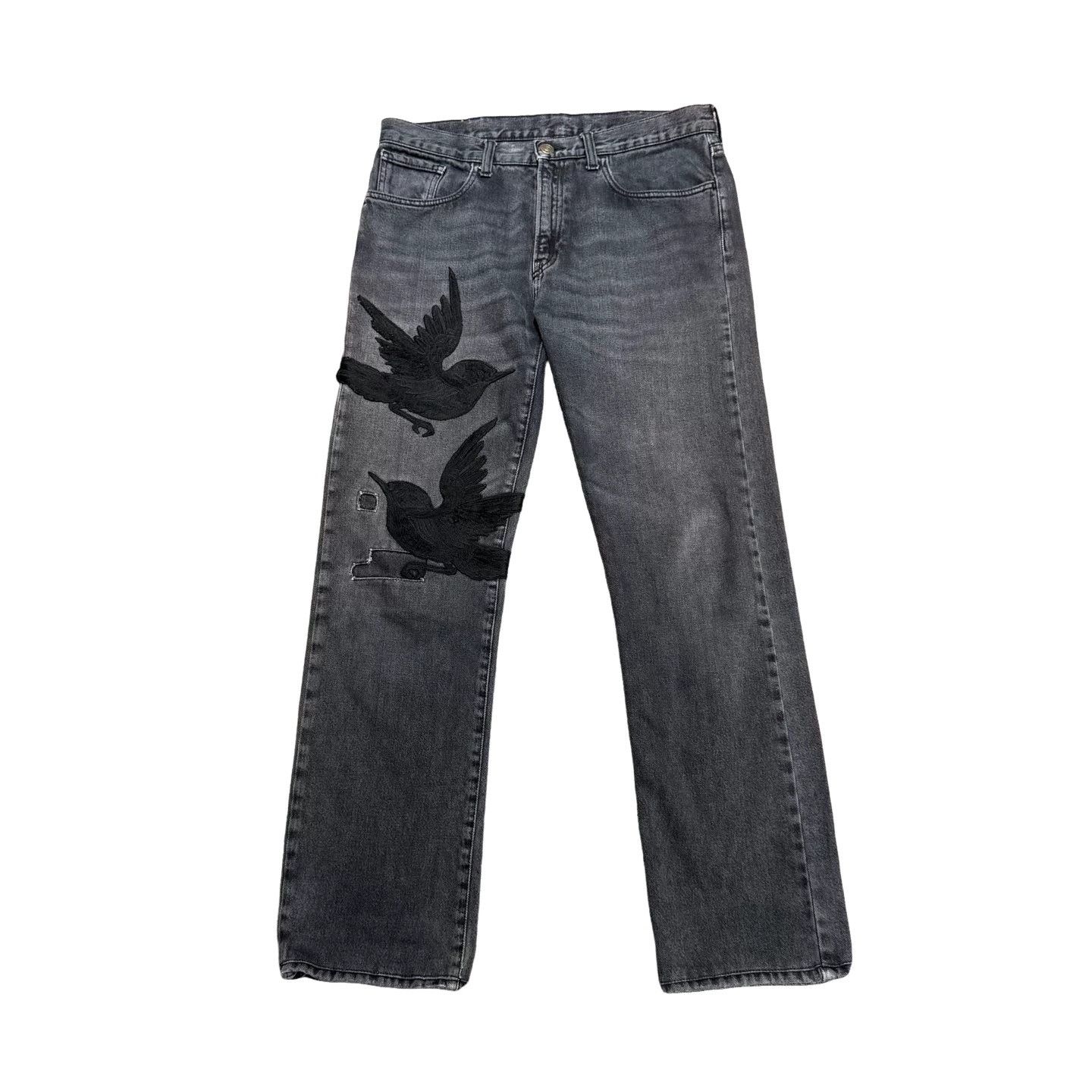 Gucci Gucci Bird Embroidered Washed Denim Jeans Size 30 Size US 30 / EU 46 - 1 Thumbnail