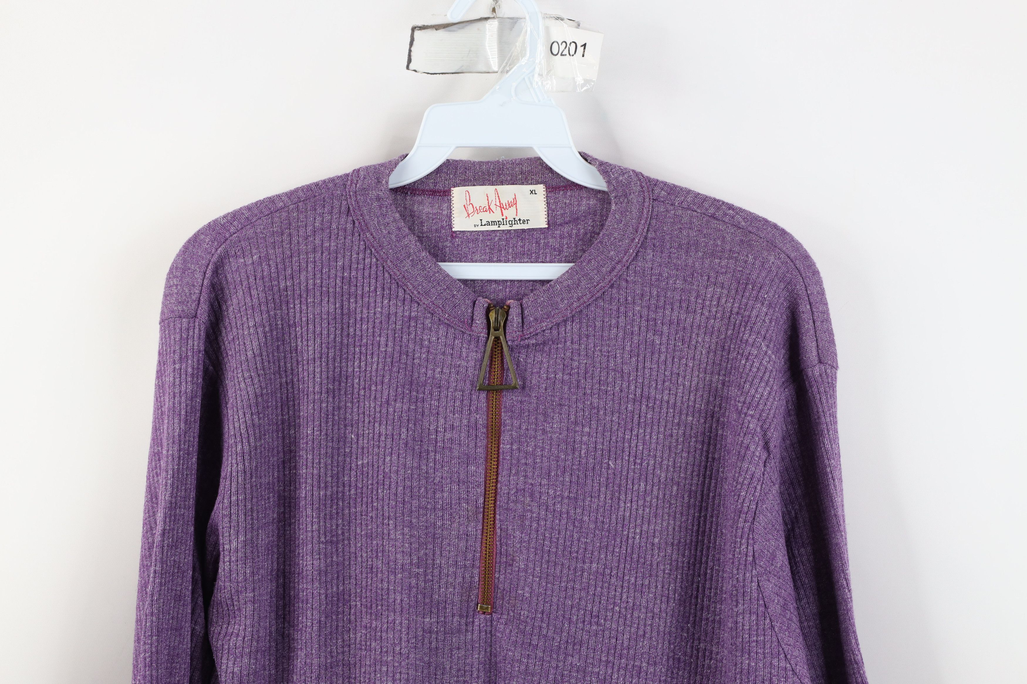 Vintage Vintage 60s Streetwear Ribbed Knit Lightweight Zip Sweater Size XL / US 12-14 / IT 48-50 - 2 Thumbnail