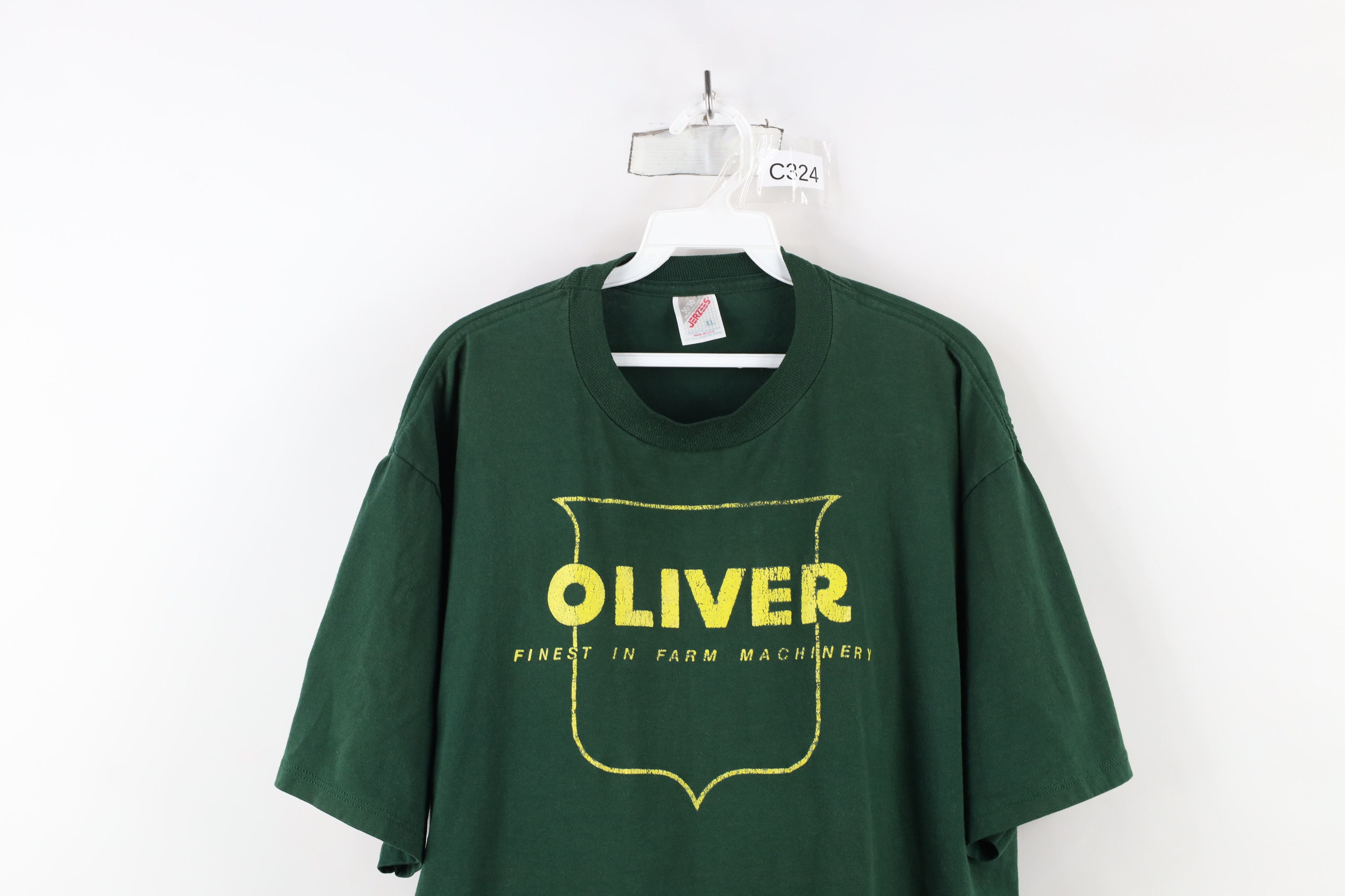 Vintage Vintage 90s Spell Oliver Farm Machinery T-Shirt Green USA Size US XL / EU 56 / 4 - 2 Thumbnail