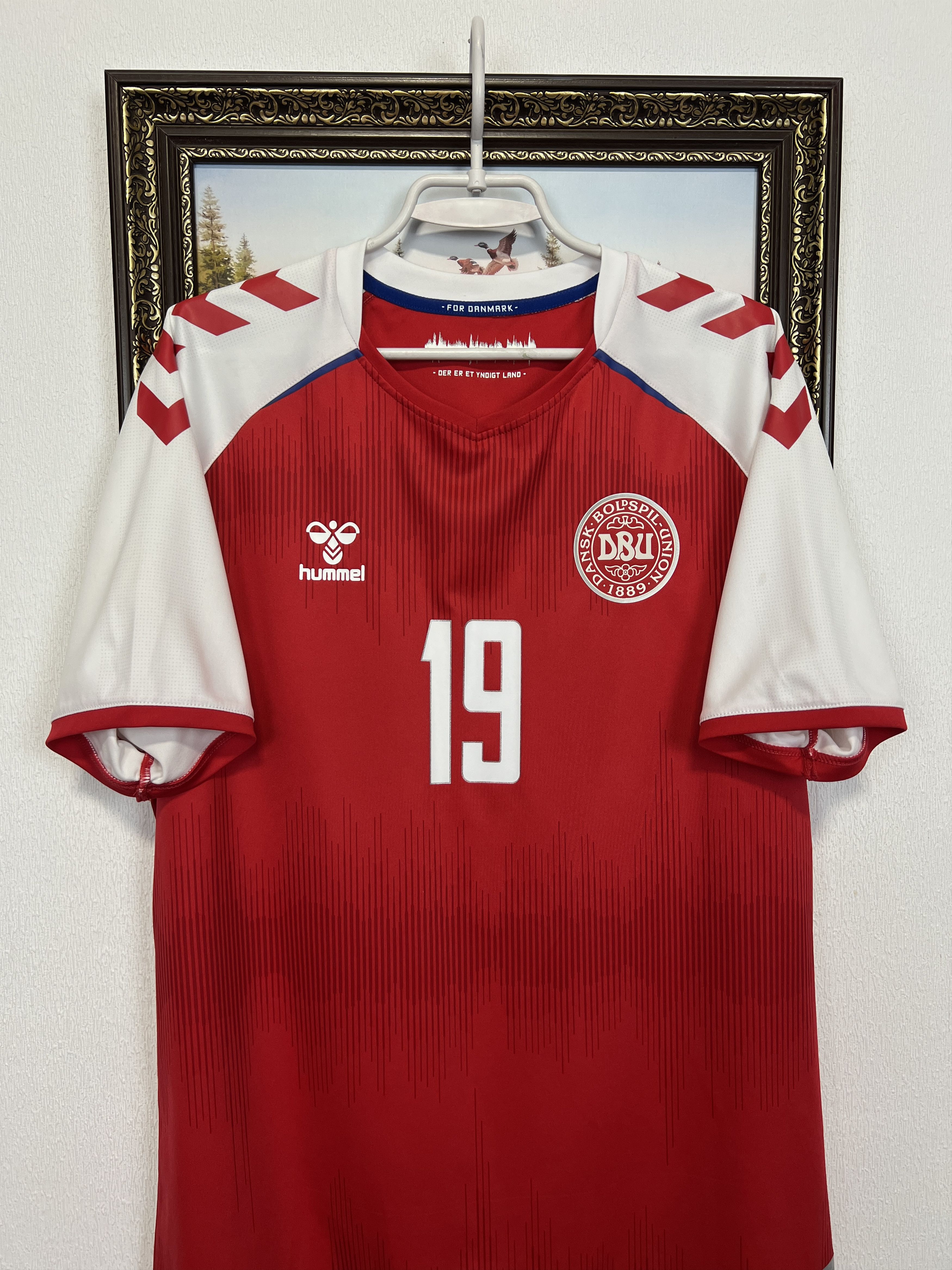 Hummel Denmark football shirt Soccer #19 Wind Jersey Trikot Rare Size US XL / EU 56 / 4 - 2 Thumbnail
