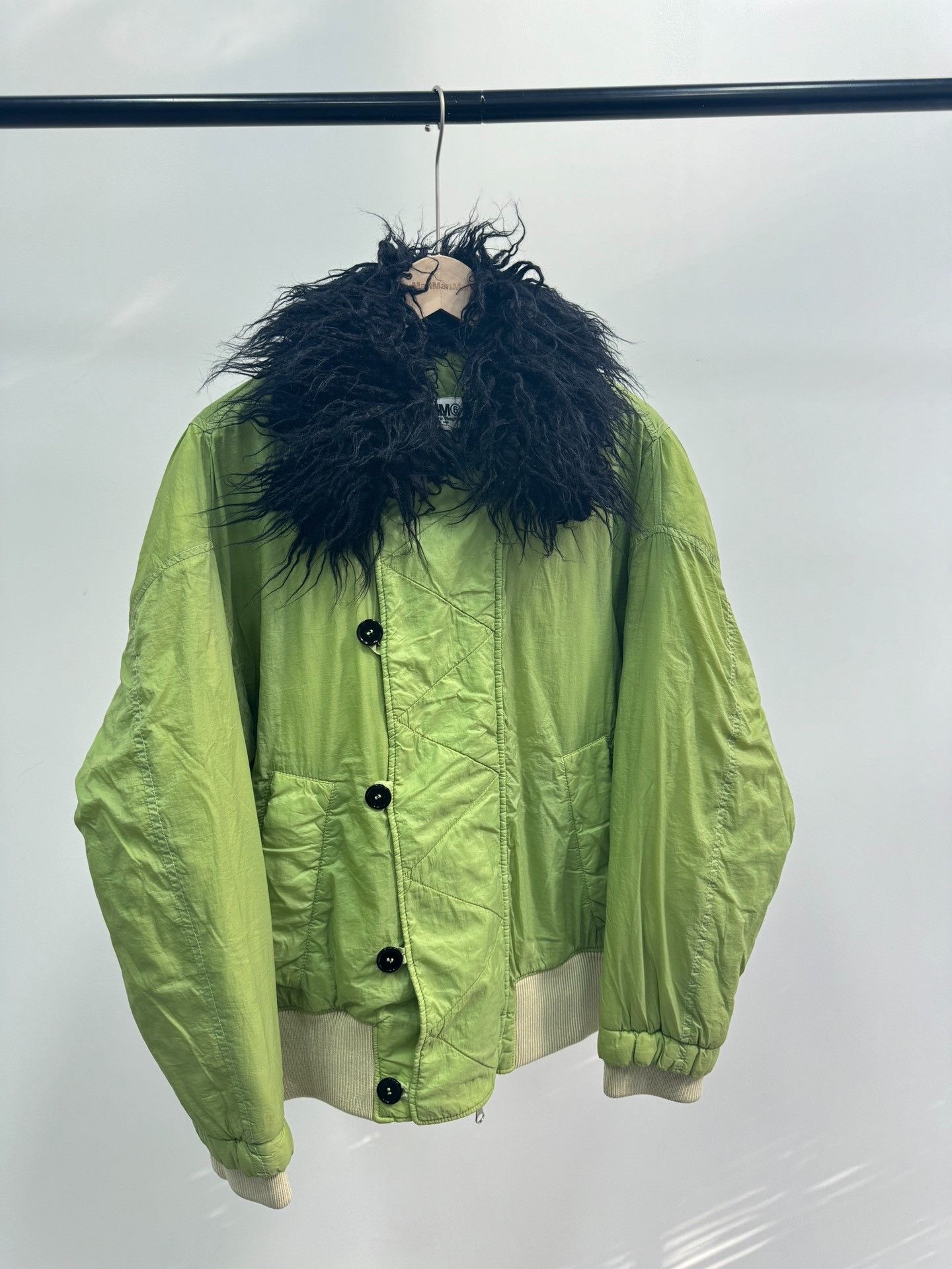 Maison Margiela Maison Margiela Black fur collar and green cotton jacket 25 Size US XS / EU 42 / 0 - 1 Thumbnail
