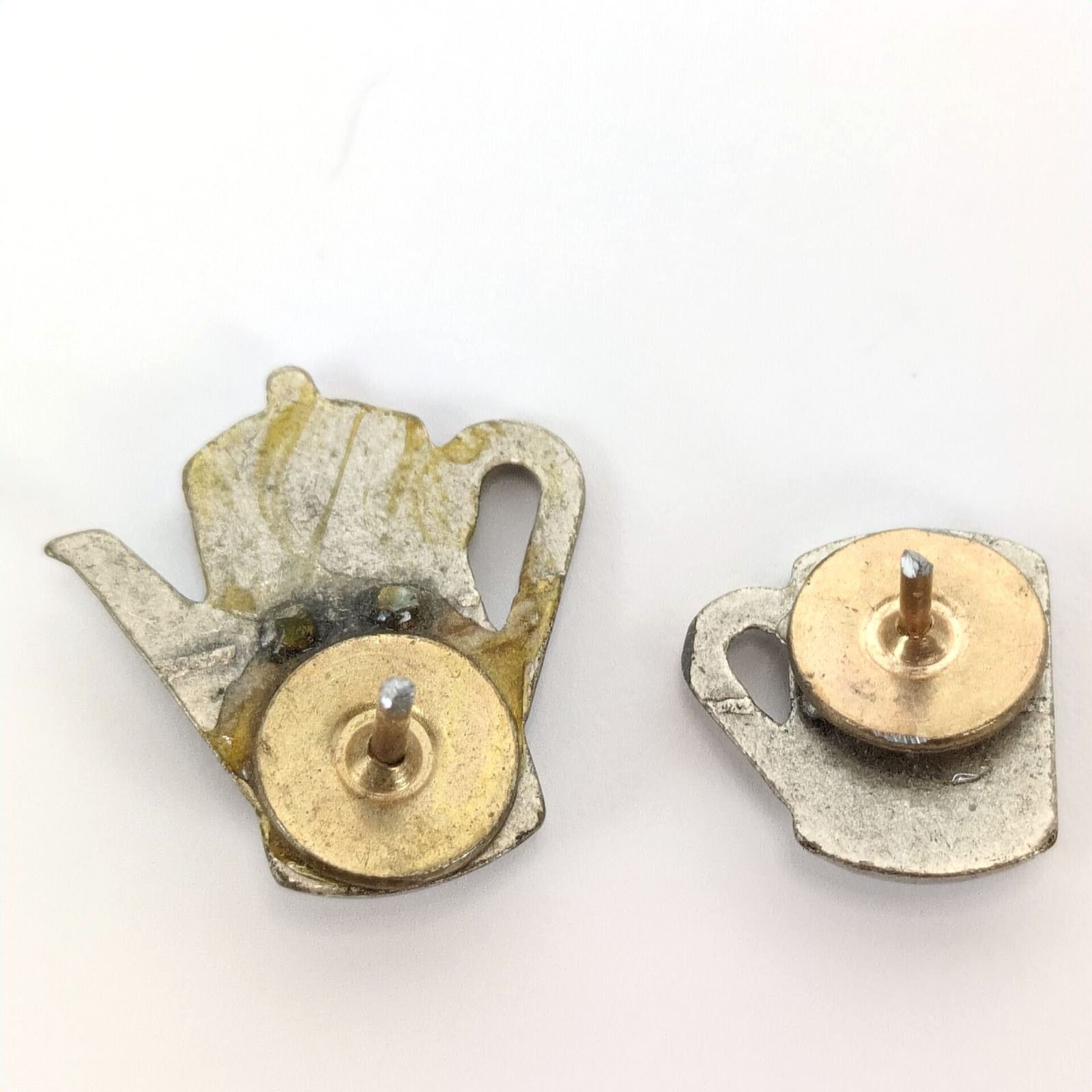 Vintage Set of 2 Pewter Coffee Tea Pot & Cup Lapel Tack Pins Size ONE SIZE - 6 Thumbnail