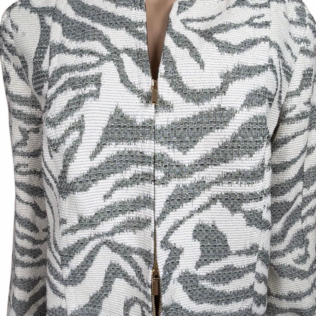 Hugo Boss NWT Hugo Boss Jacquard Jacket Jamonia & Skirt Varoci Set in Ivory Grey 6 (034) Size M / US 6-8 / IT 42-44 - 4 Thumbnail