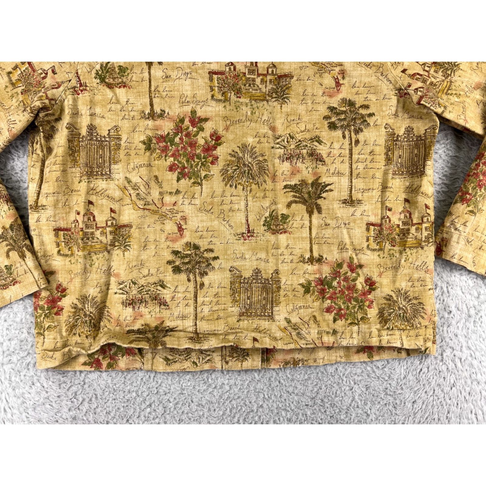 Vintage Drapers & Damons Shirt Womens L Yellow Floral Palm Crop Cotton Button-Up Shirt Size L / US 10 / IT 46 - 7 Thumbnail